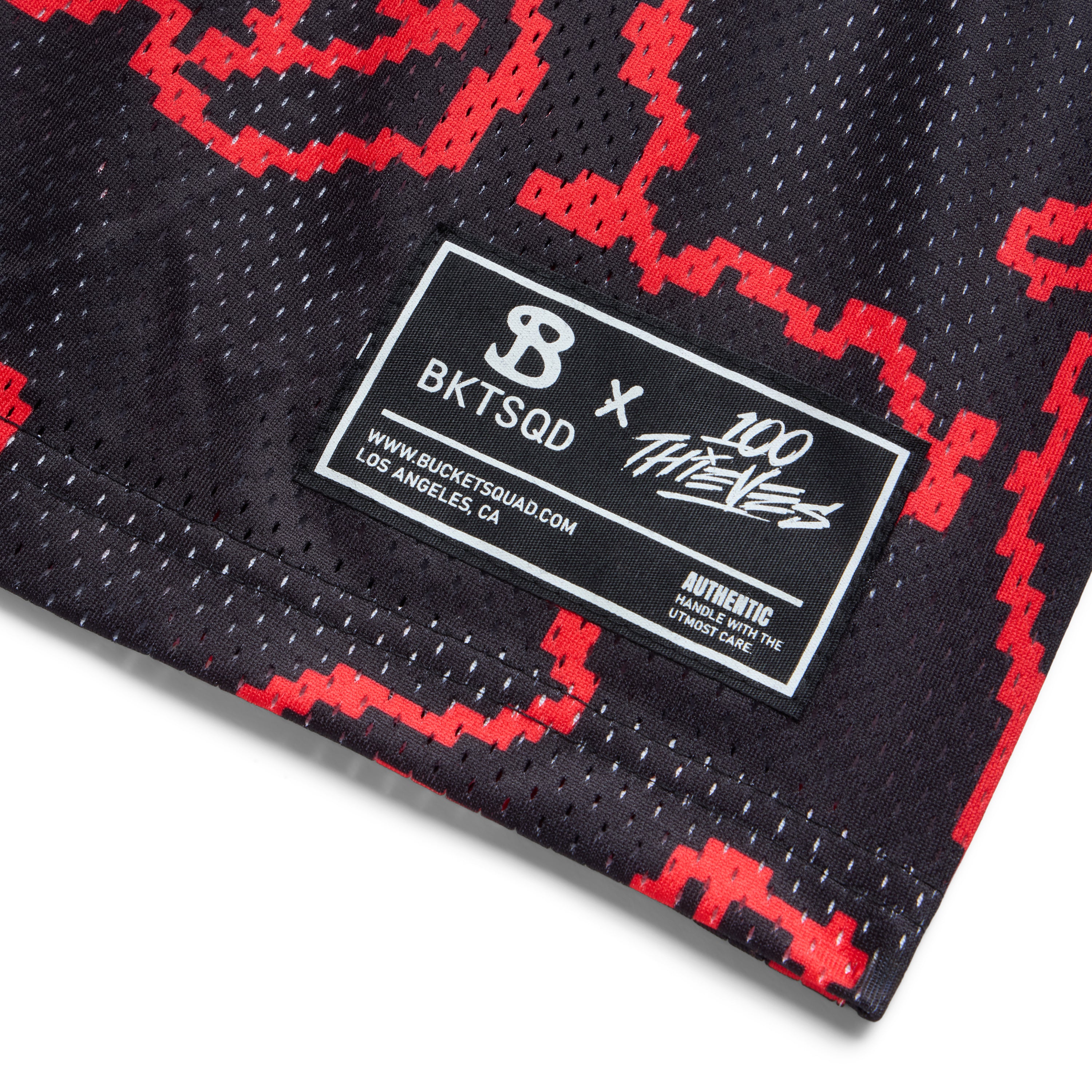 100 THIEVES RED BLACK GEO SHORTS