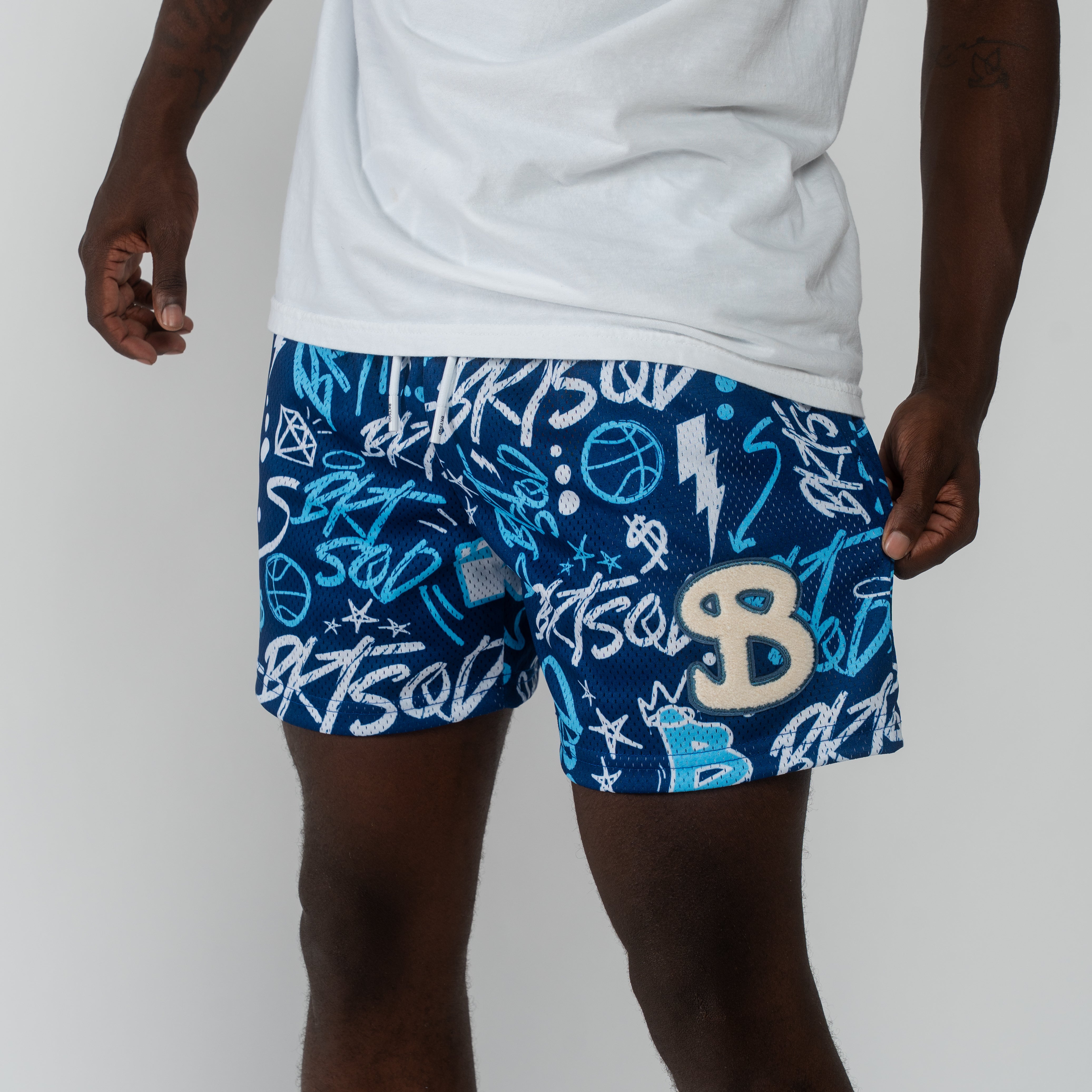 BLUE GRAFFITI SHORTS