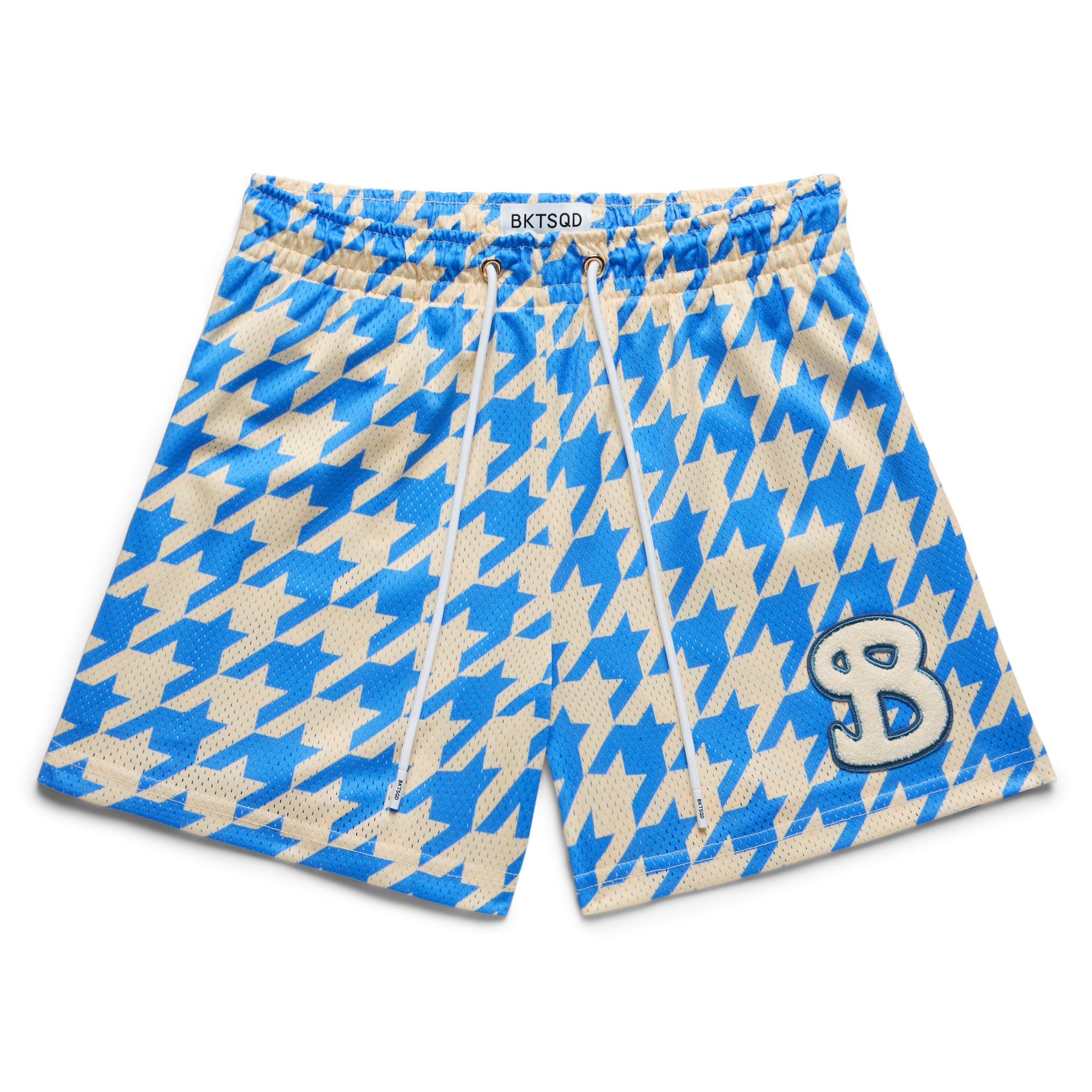 Premium Textured Chino Short-Blue Houndstooth