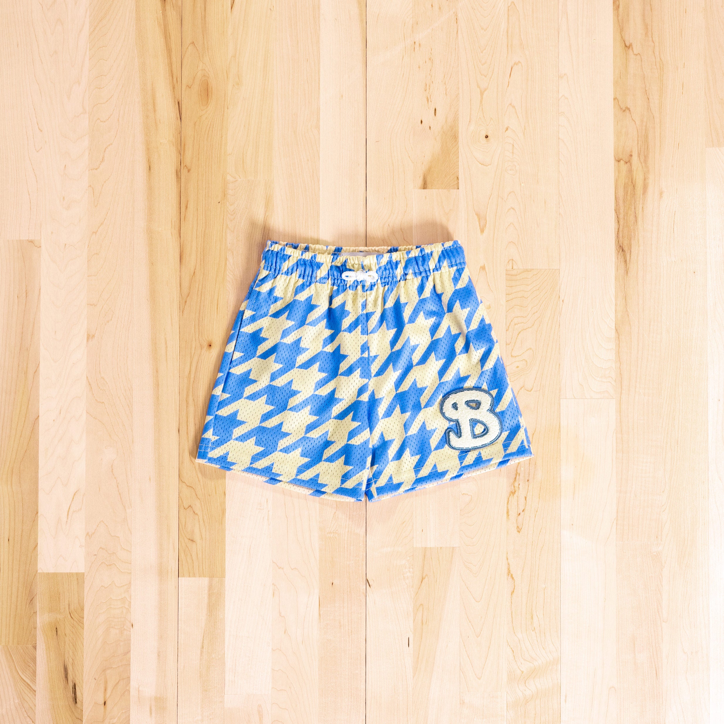 HOUNDSTOOTH YOUTH SHORTS - COTTON BLUE