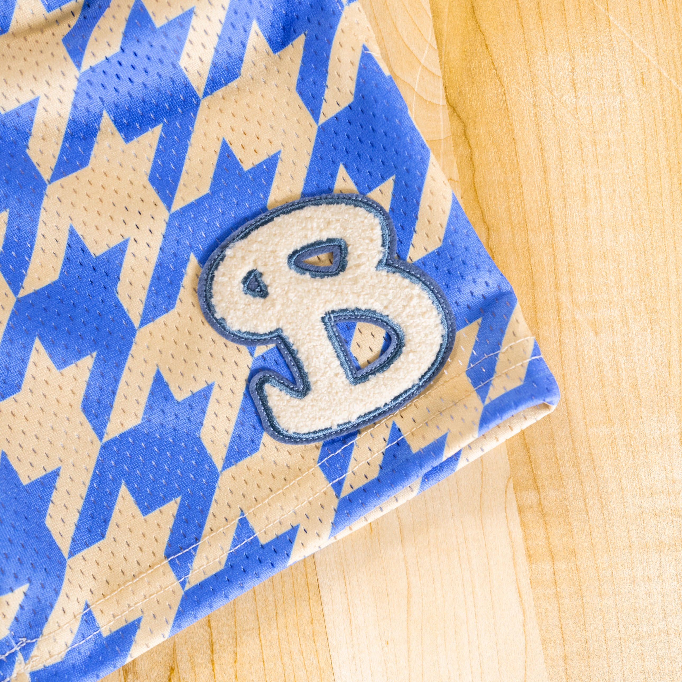 HOUNDSTOOTH YOUTH SHORTS - COTTON BLUE