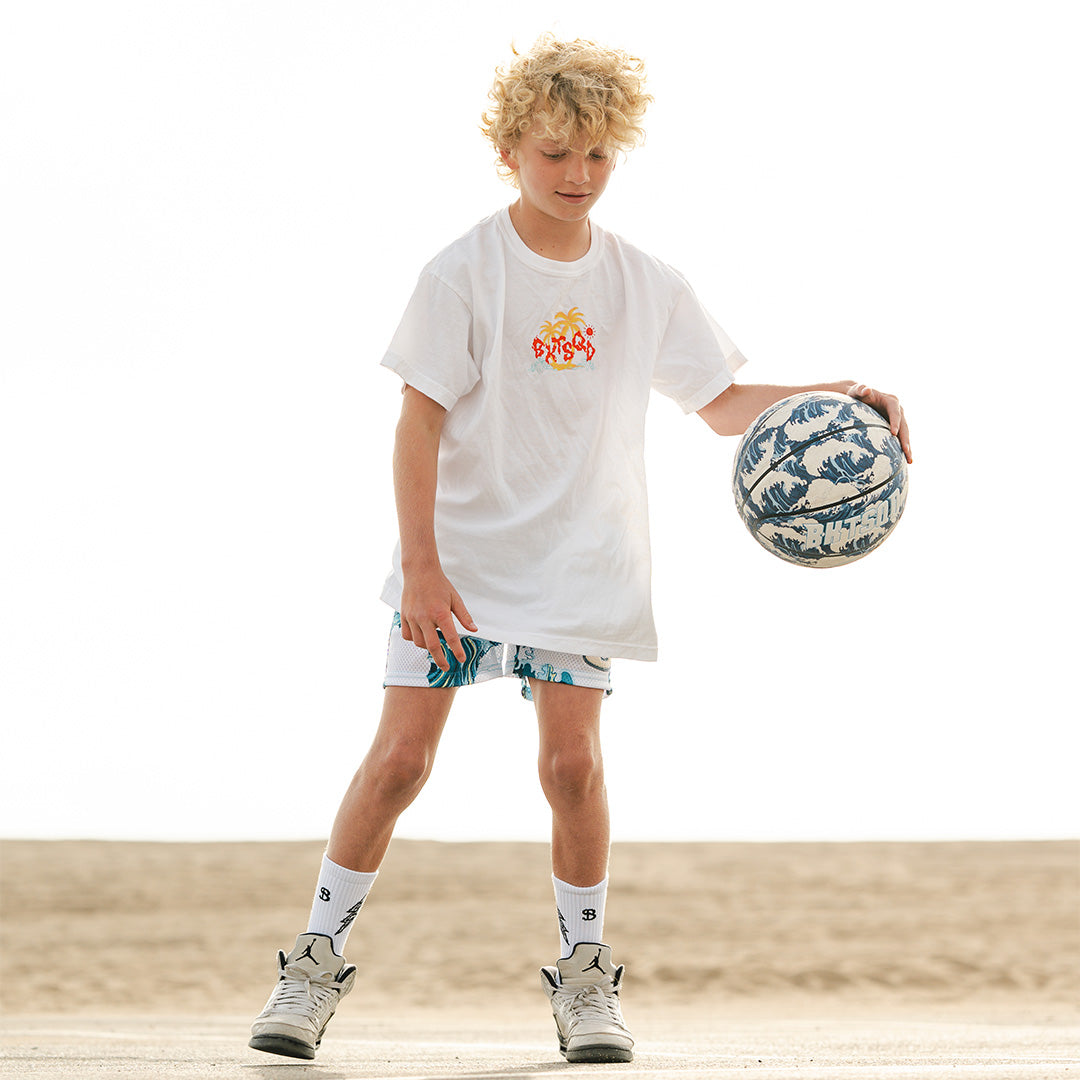 TEAL WAVES YOUTH SHORTS