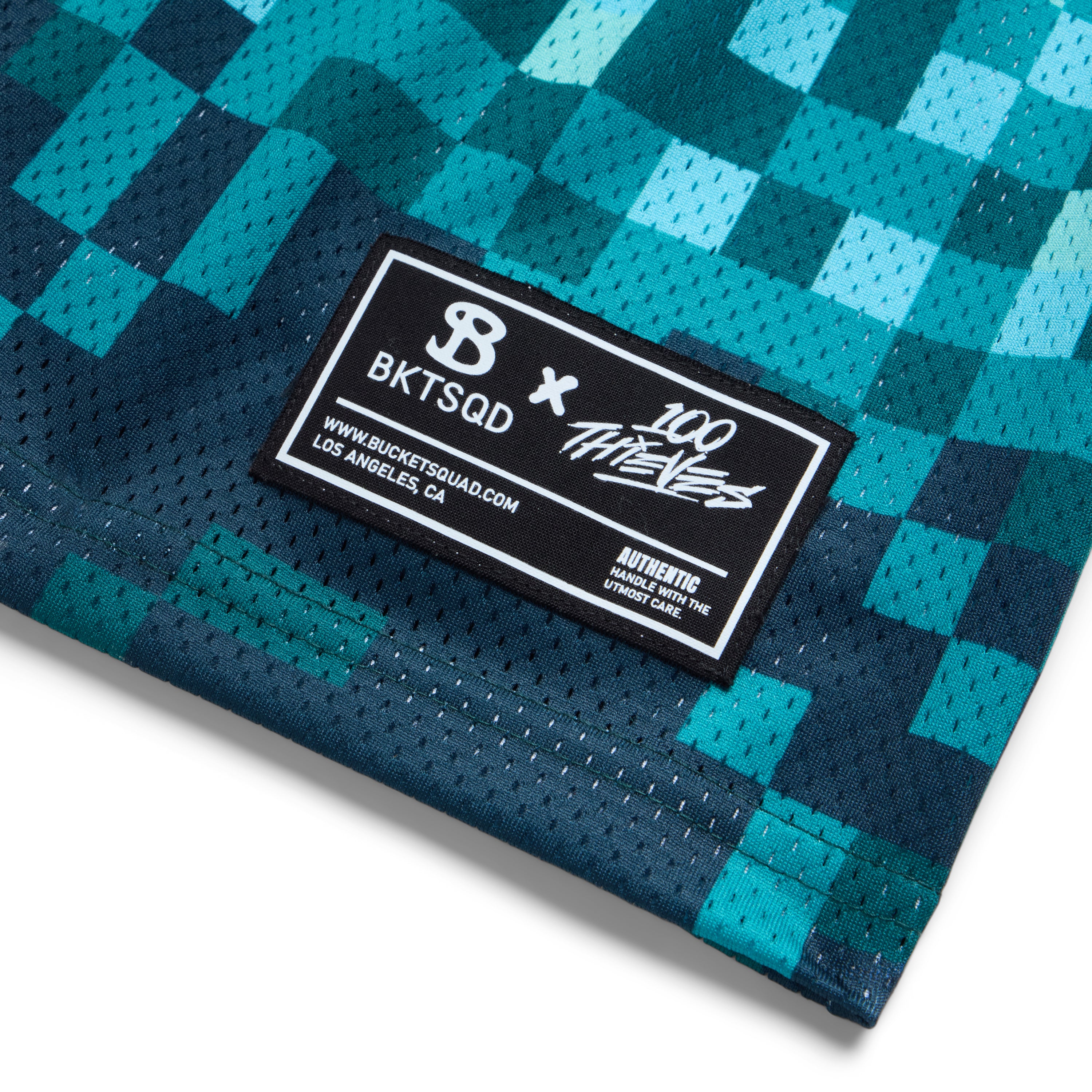 Bucketsquad 100 Thieves Teal Pix Shorts | Adult Basketball Shorts