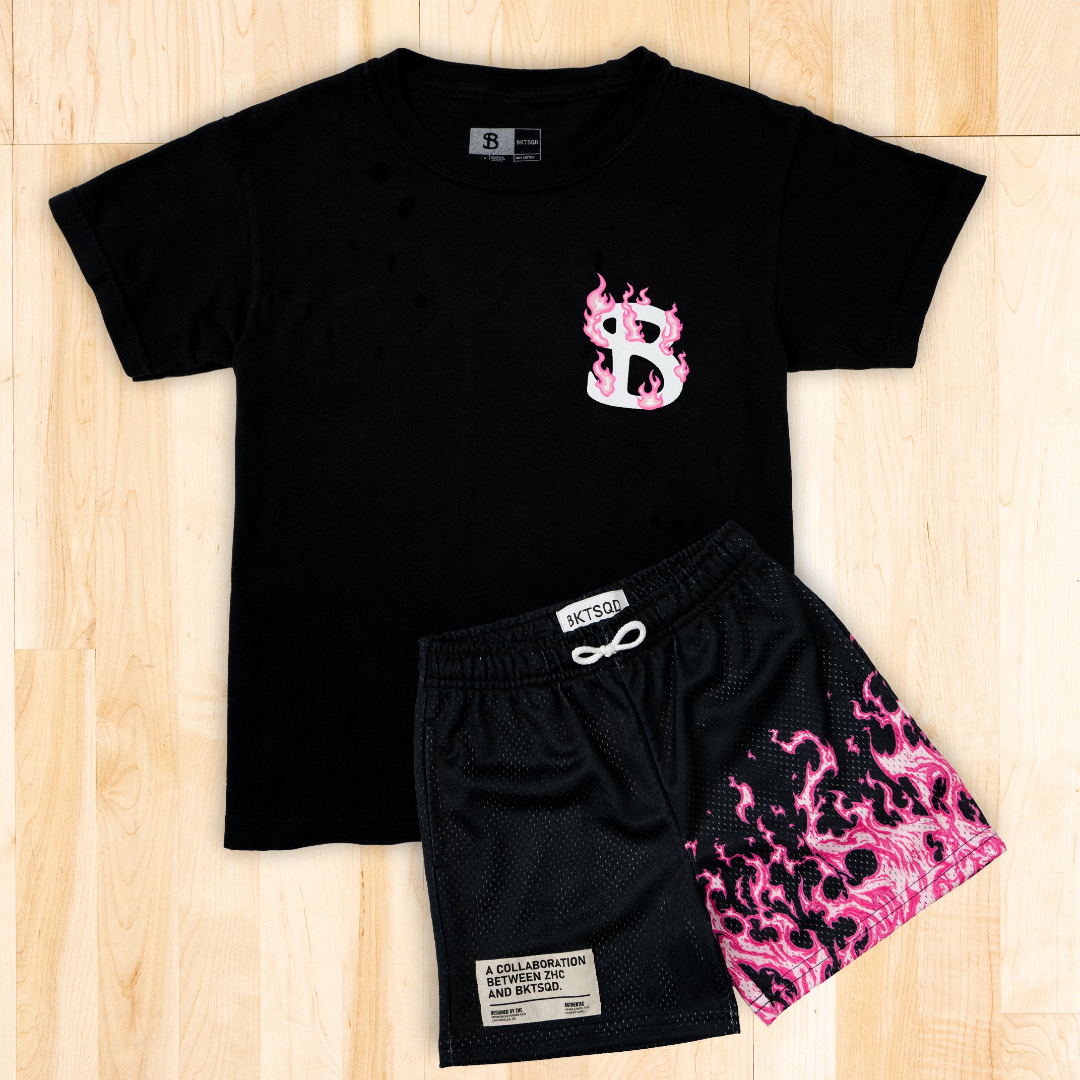 ZHC x BKTSQD YOUTH SHORTS - PINK FLAME