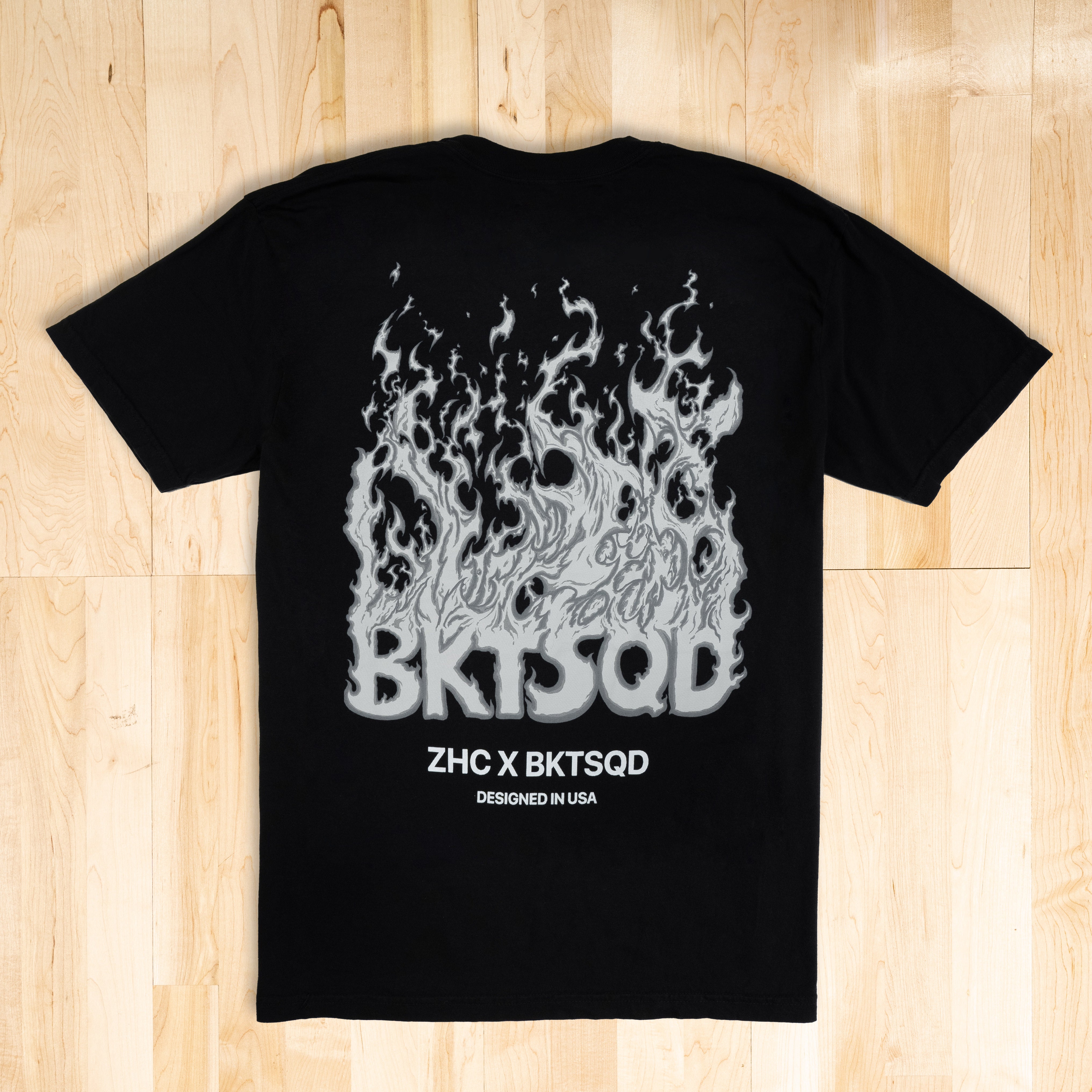 ZHC x BKTSQD BLACK TEE - WHITE FLAME