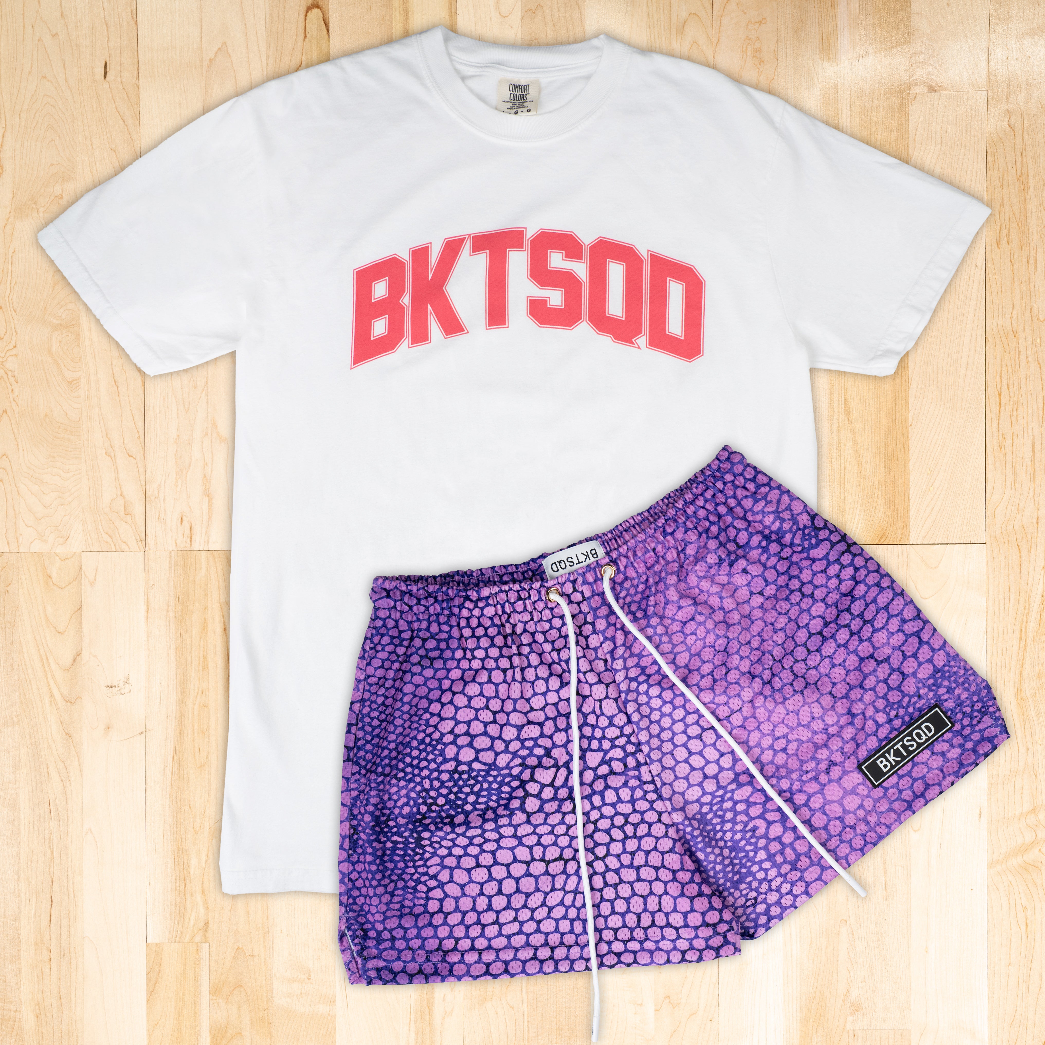 WOMEN’S PURPLE SNAKESKIN SHORTS