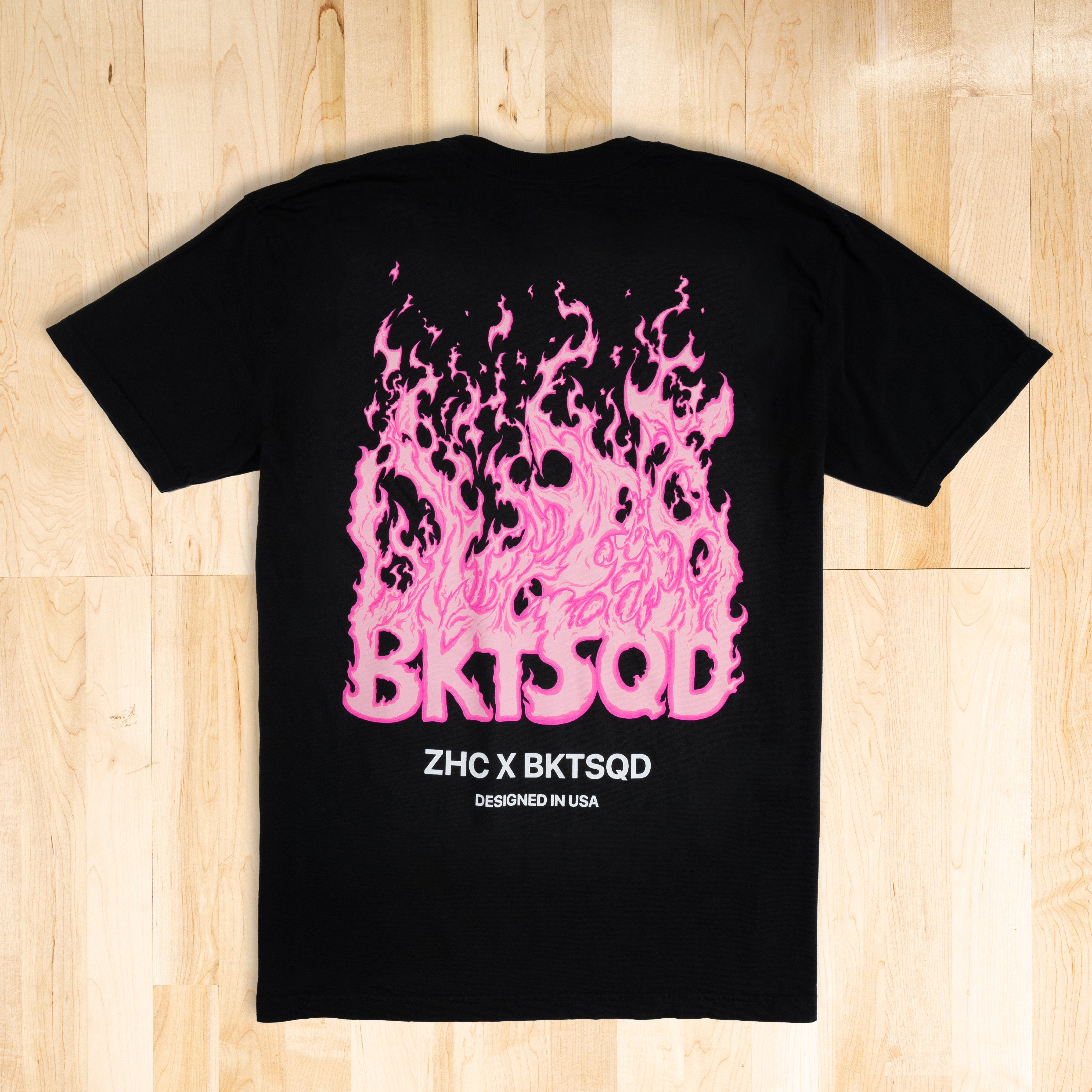 ZHC x BKTSQD BLACK TEE - PINK FLAME