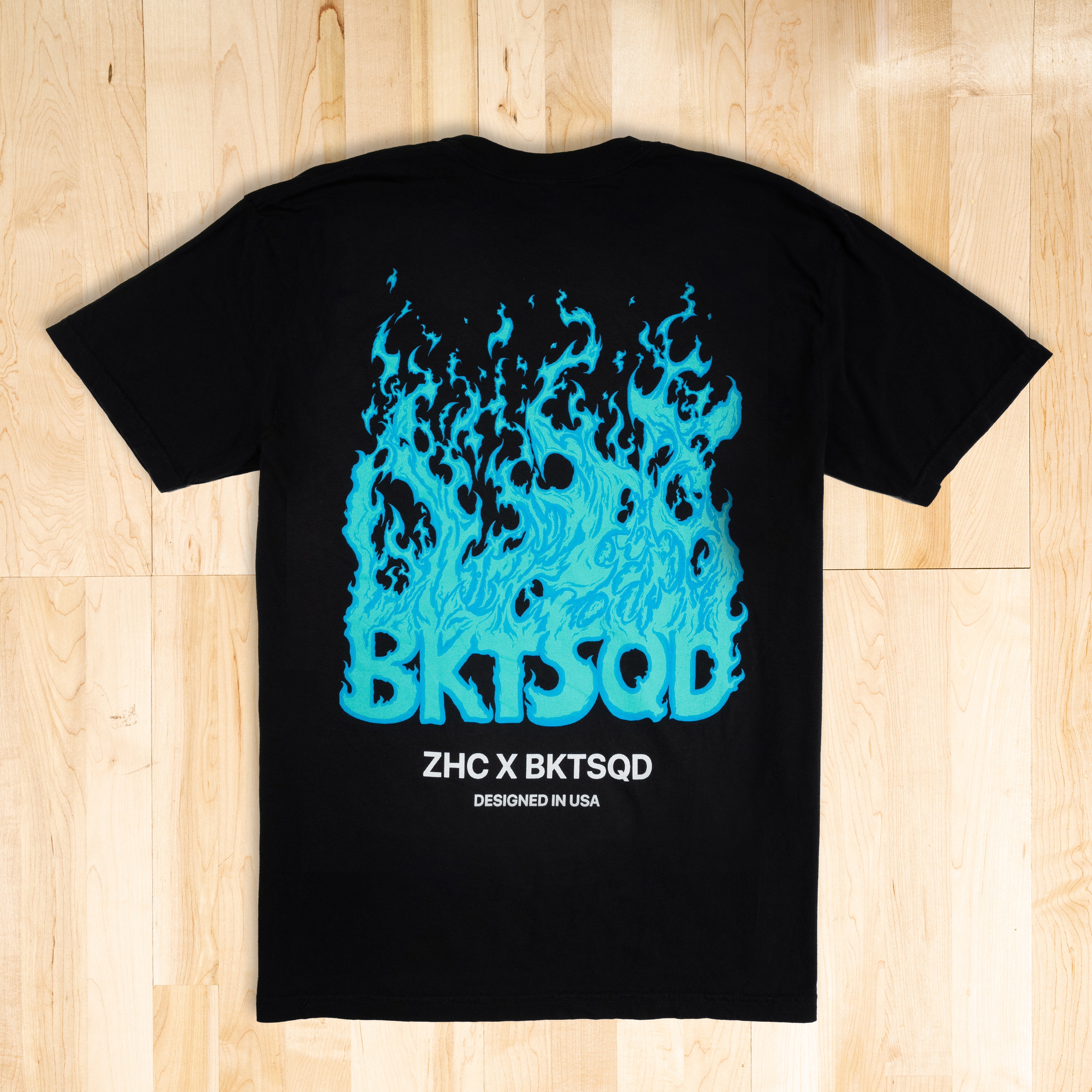 ZHC x BKTSQD BLACK TEE - BLUE FLAME