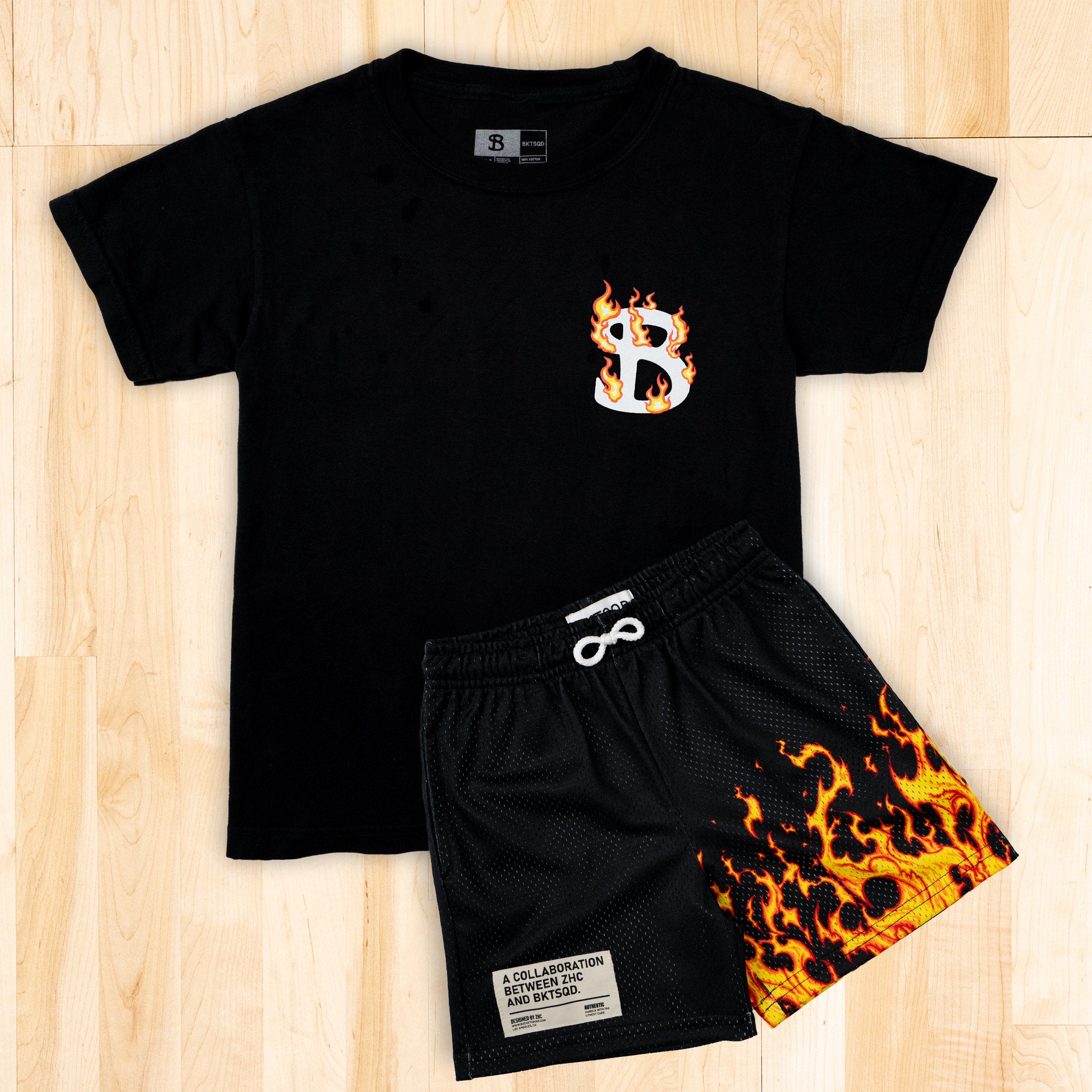 ZHC x BKTSQD YOUTH SHORTS - CLASSIC FLAME