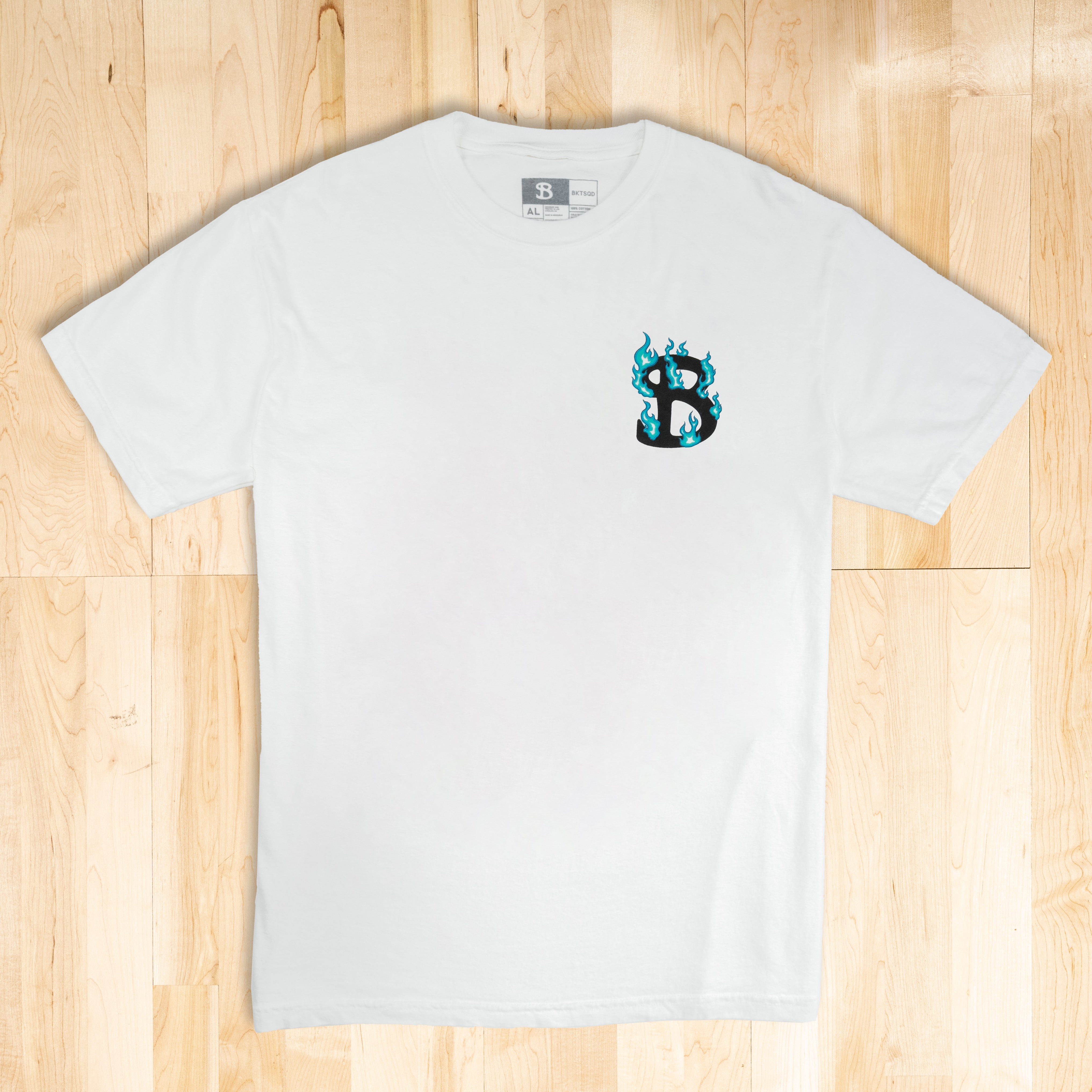 ZHC x BKTSQD WHITE TEE - BLUE FLAME