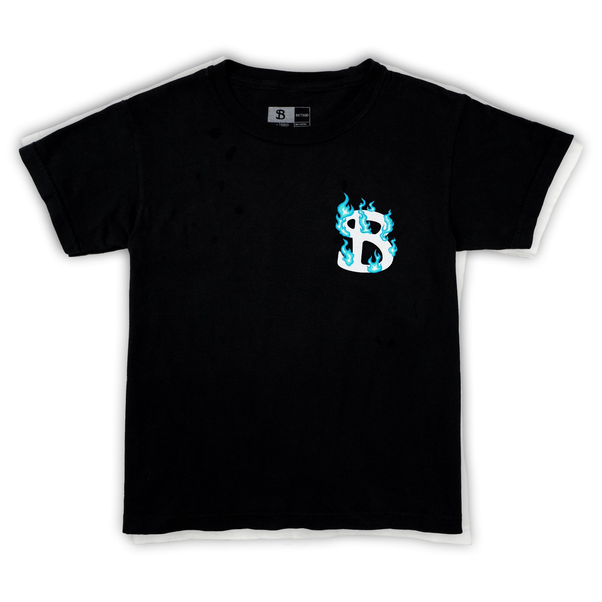 ZHC x BKTSQD YOUTH BLACK TEE- BLUE FLAME