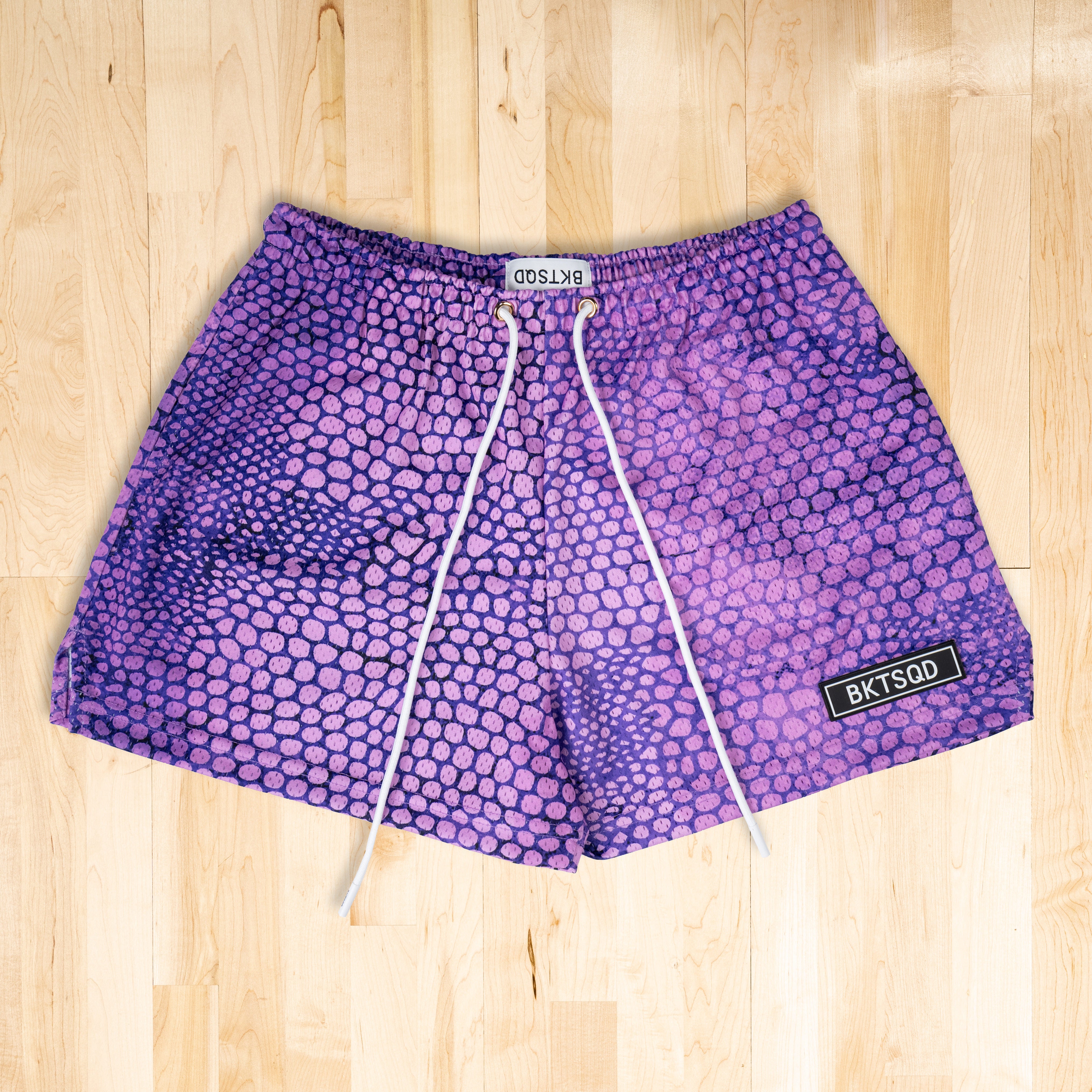 WOMEN’S PURPLE SNAKESKIN SHORTS