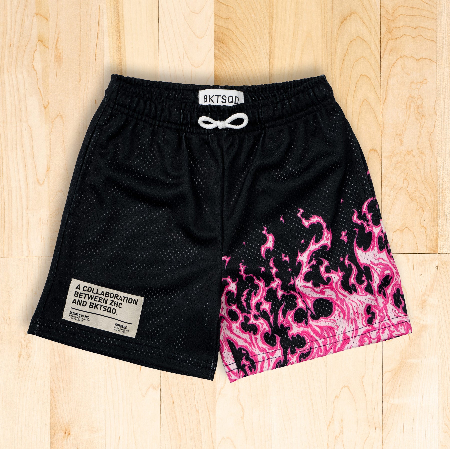 ZHC x BKTSQD YOUTH SHORTS PINK FLAME BUCKETSQUAD