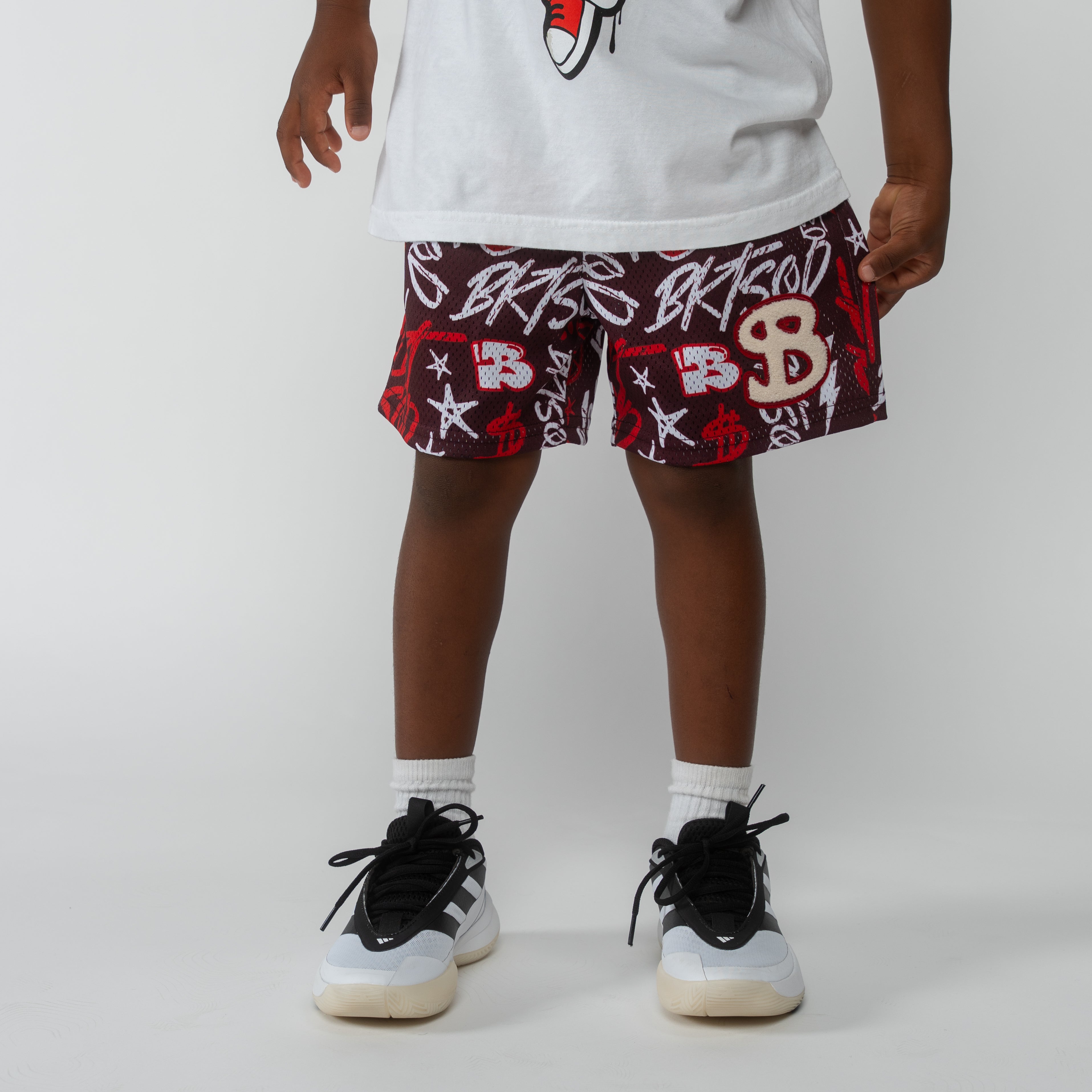 RED GRAFFITI YOUTH SHORTS