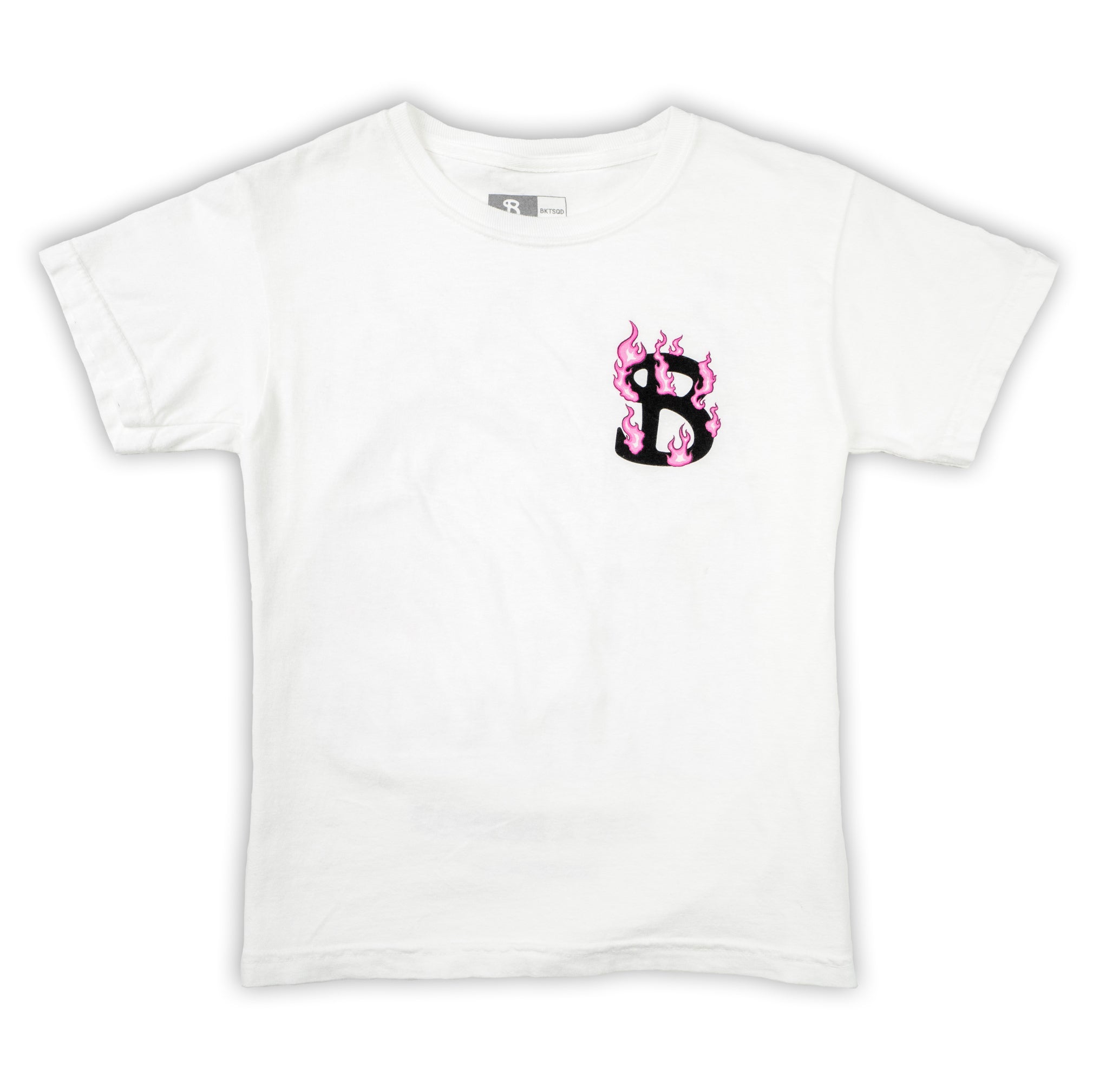 ZHC x BKTSQD YOUTH WHITE TEE- PINK FLAME