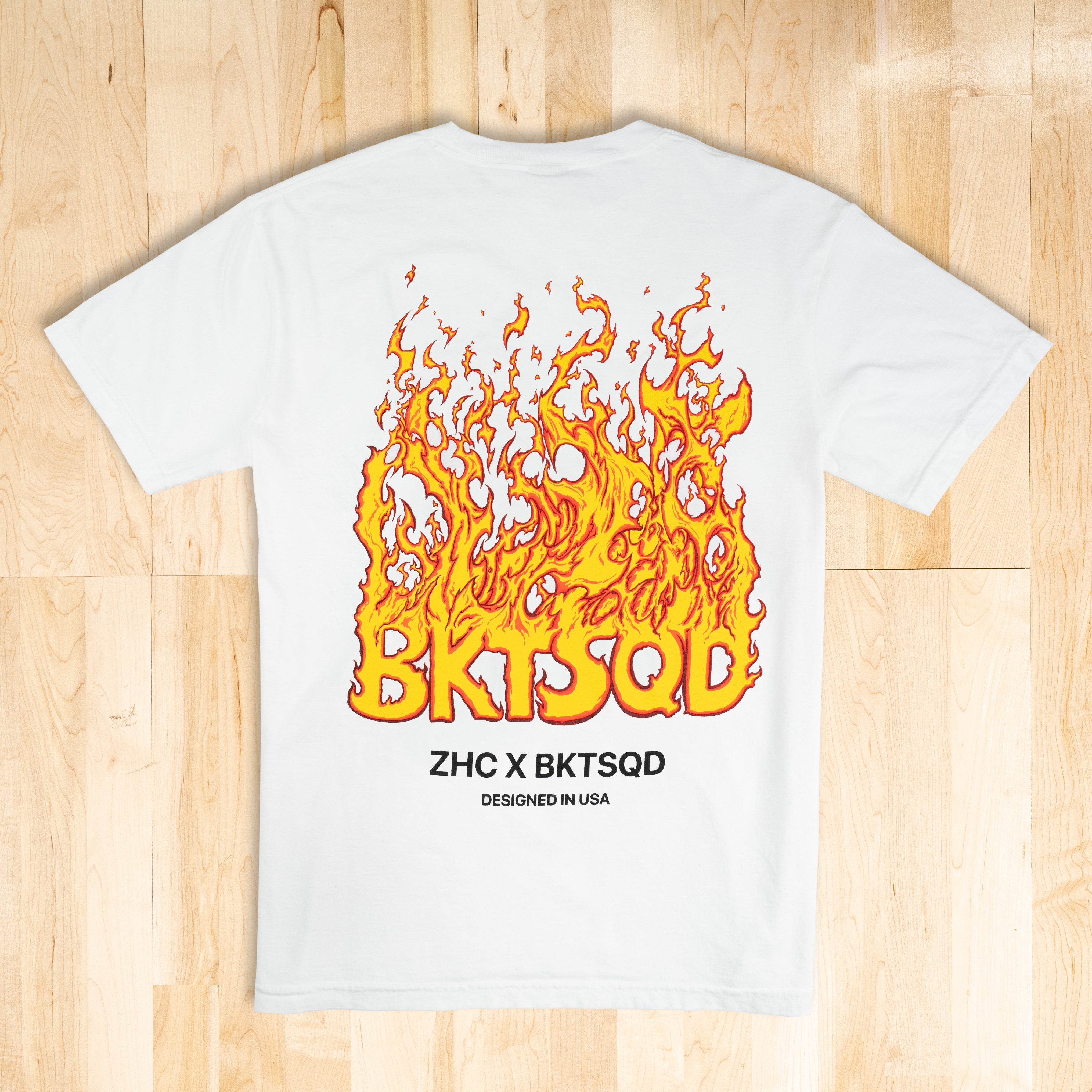 ZHC x BKTSQD WHITE TEE - CLASSIC FLAME