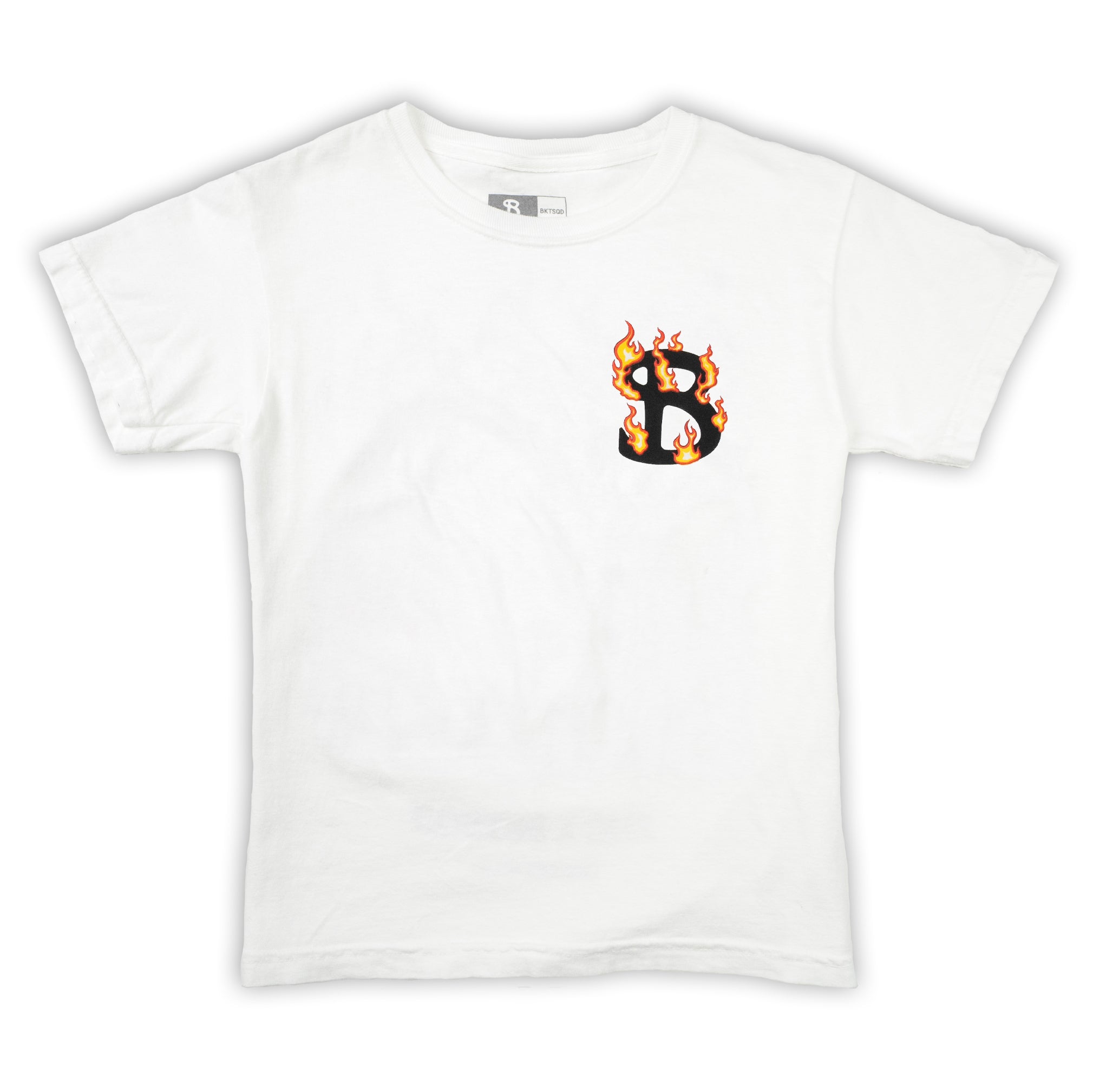 ZHC x BKTSQD YOUTH WHITE TEE- CLASSIC FLAME