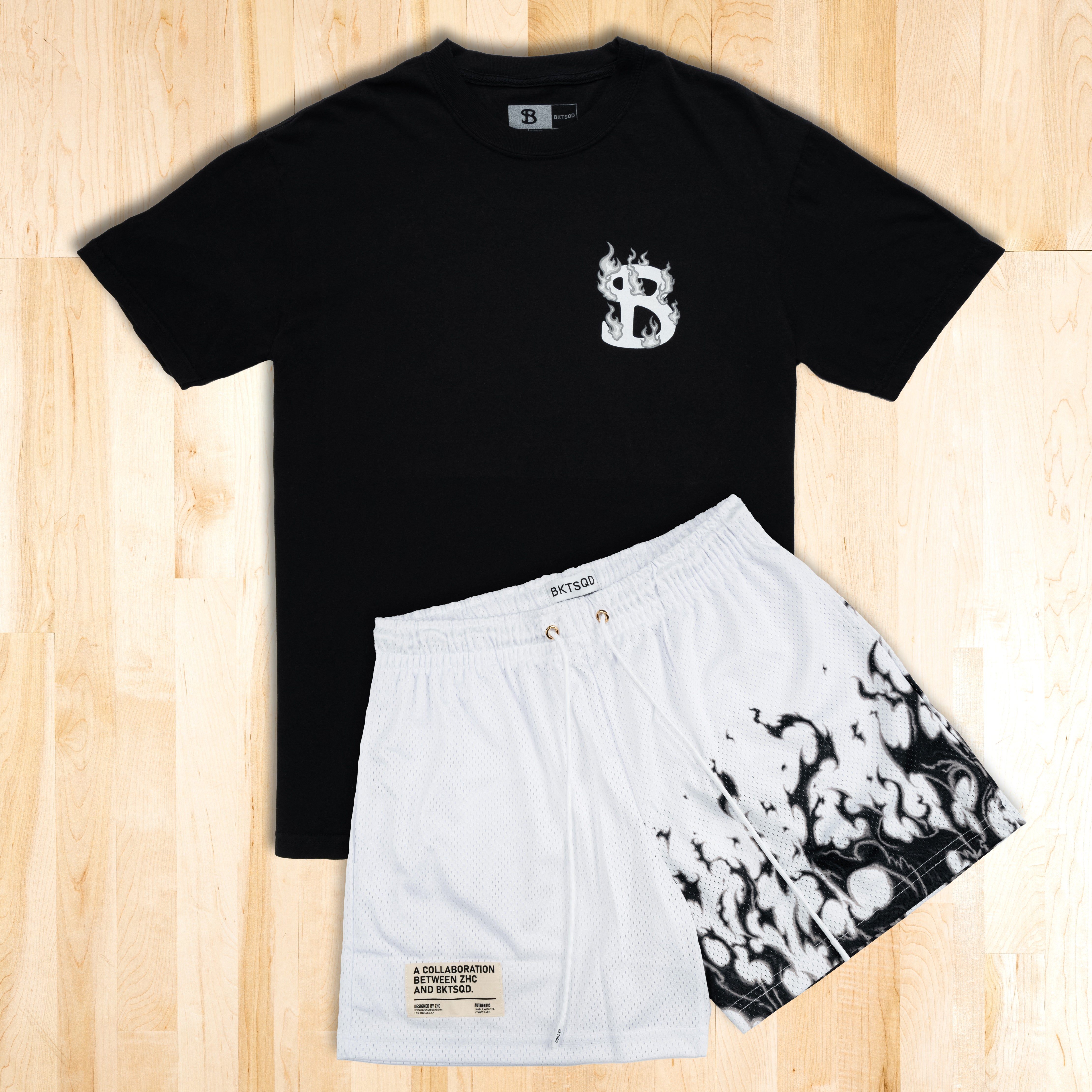 ZHC x BKTSQD SHORTS - BLACK FLAME