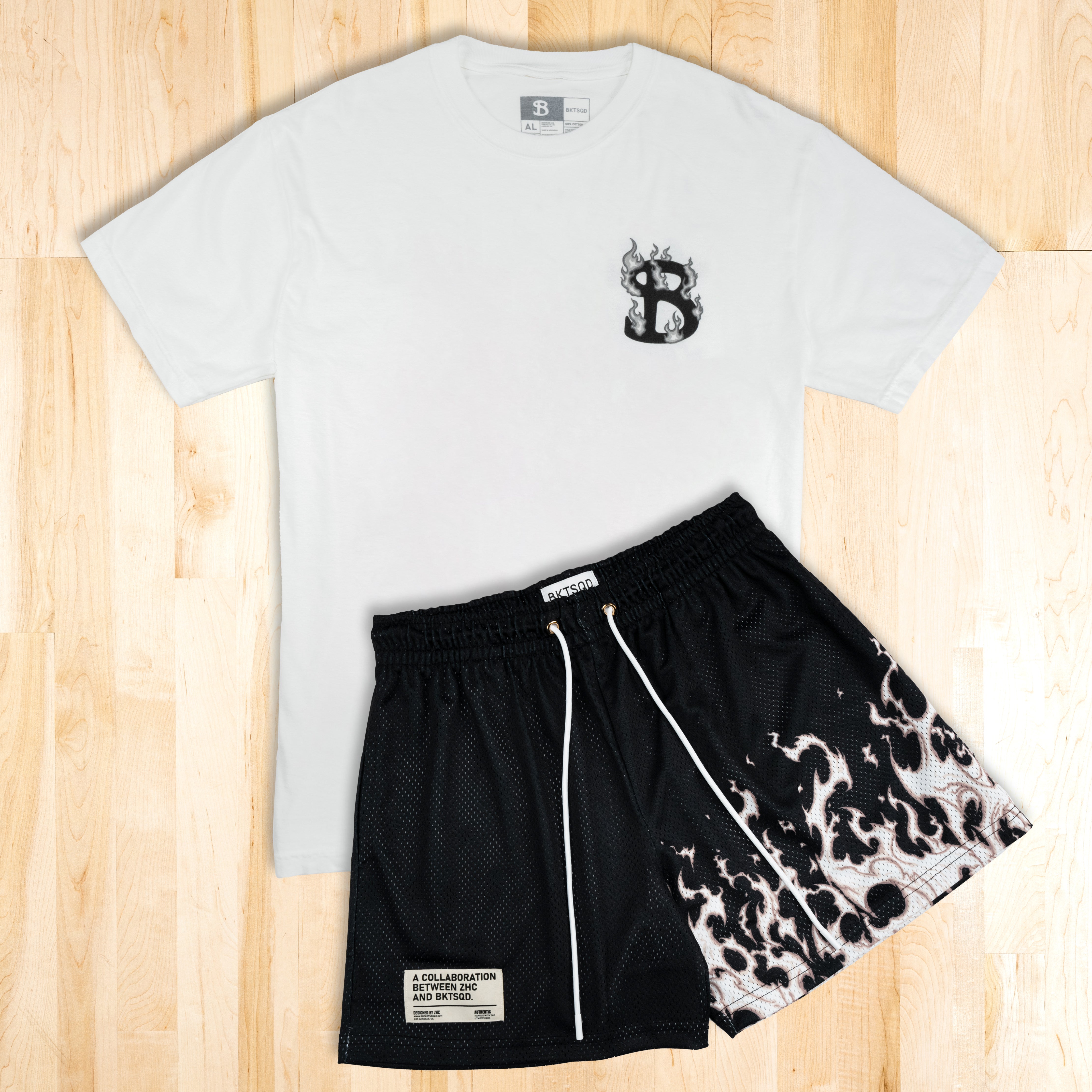 ZHC x BKTSQD SHORTS - WHITE FLAME