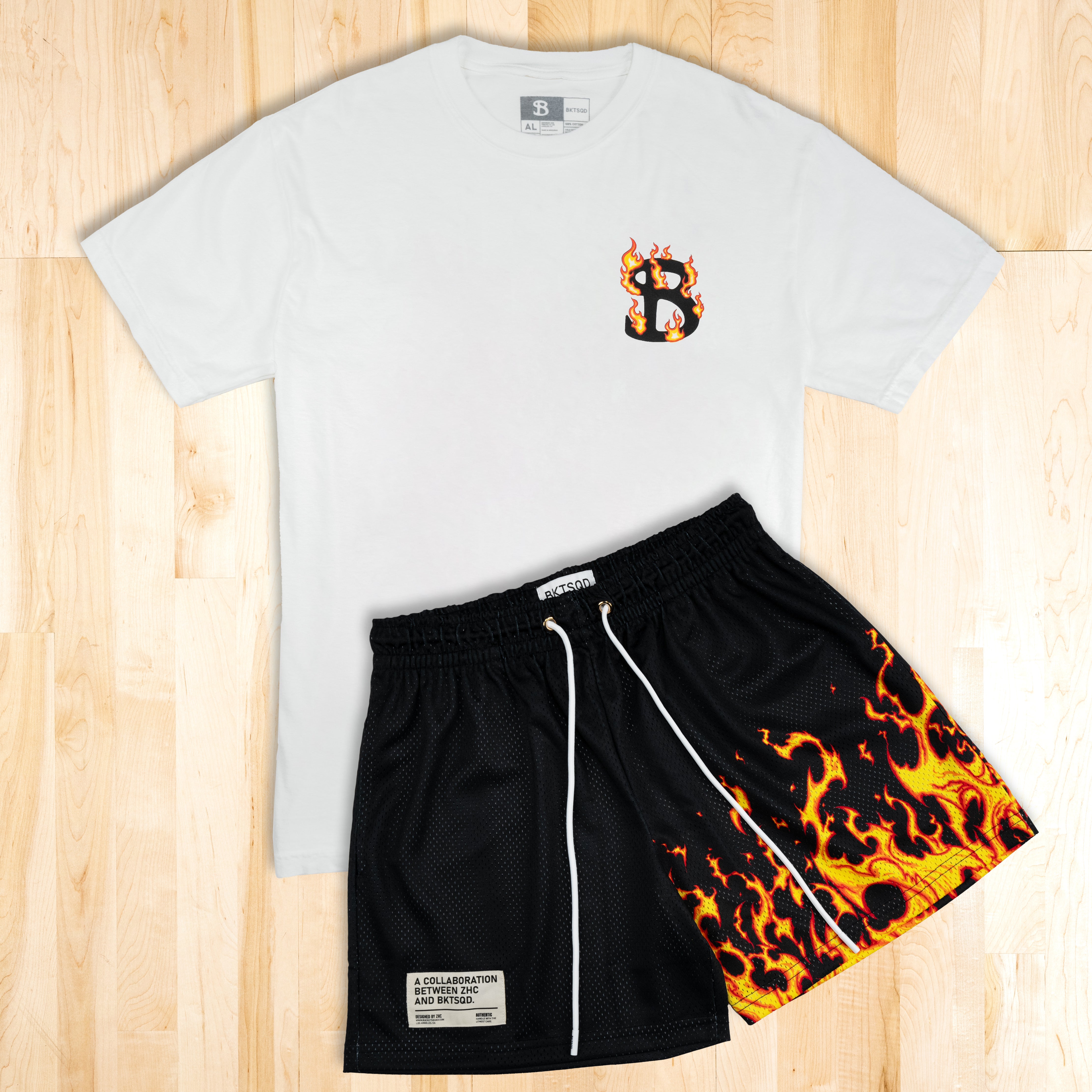 ZHC x BKTSQD WHITE TEE - CLASSIC FLAME