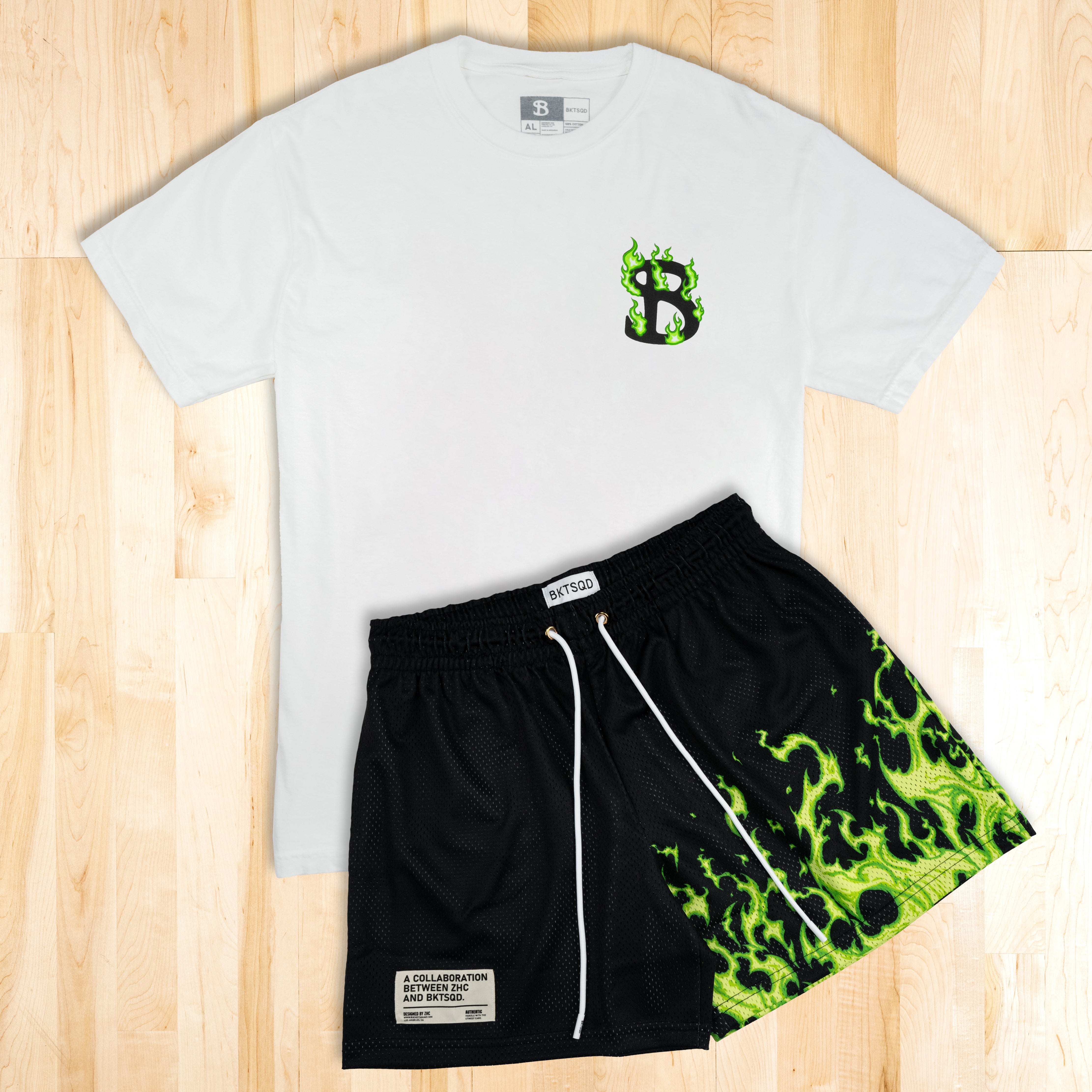 ZHC x BKTSQD SHORTS - GREEN FLAME