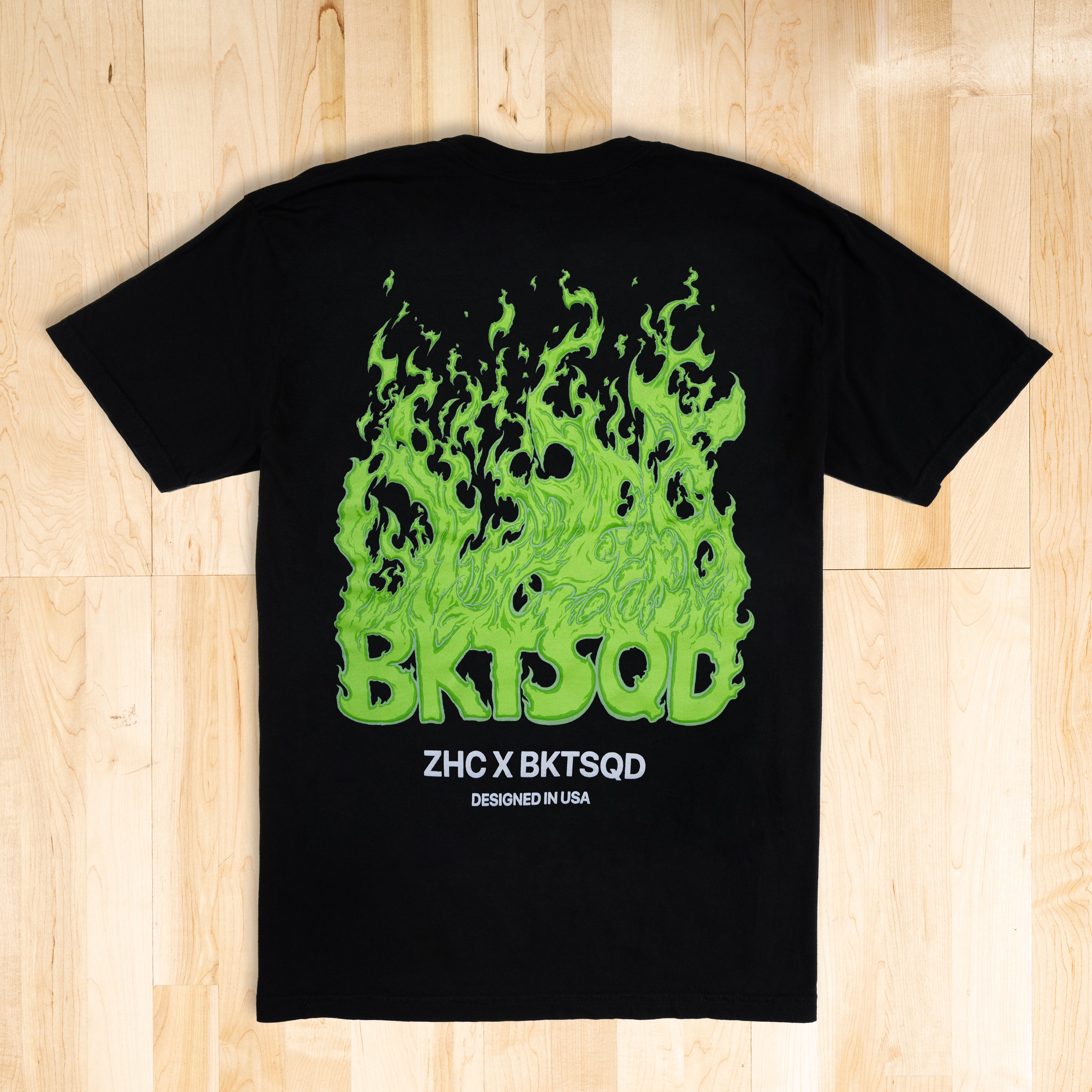 ZHC x BKTSQD BLACK TEE - GREEN FLAME