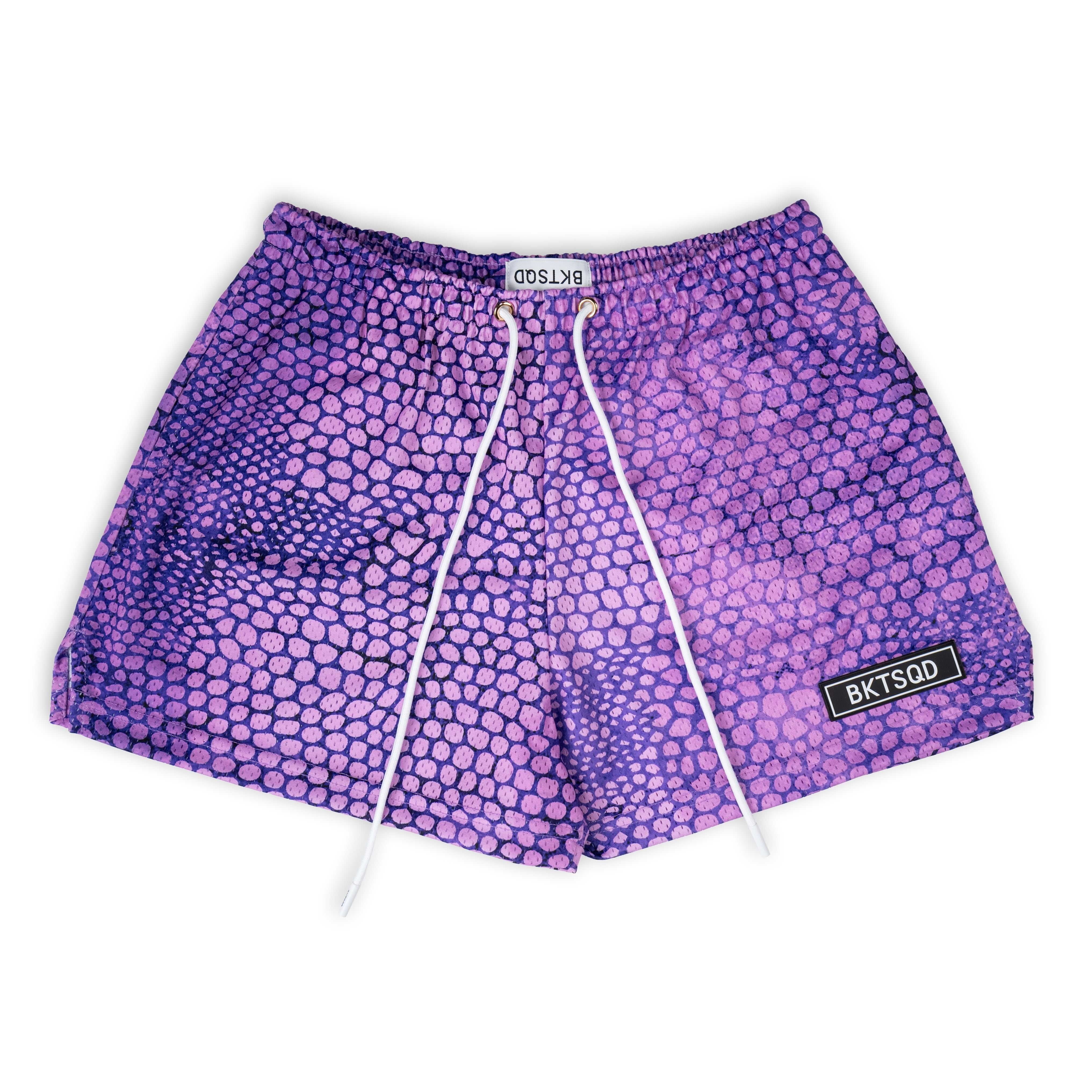 WOMEN’S PURPLE SNAKESKIN SHORTS