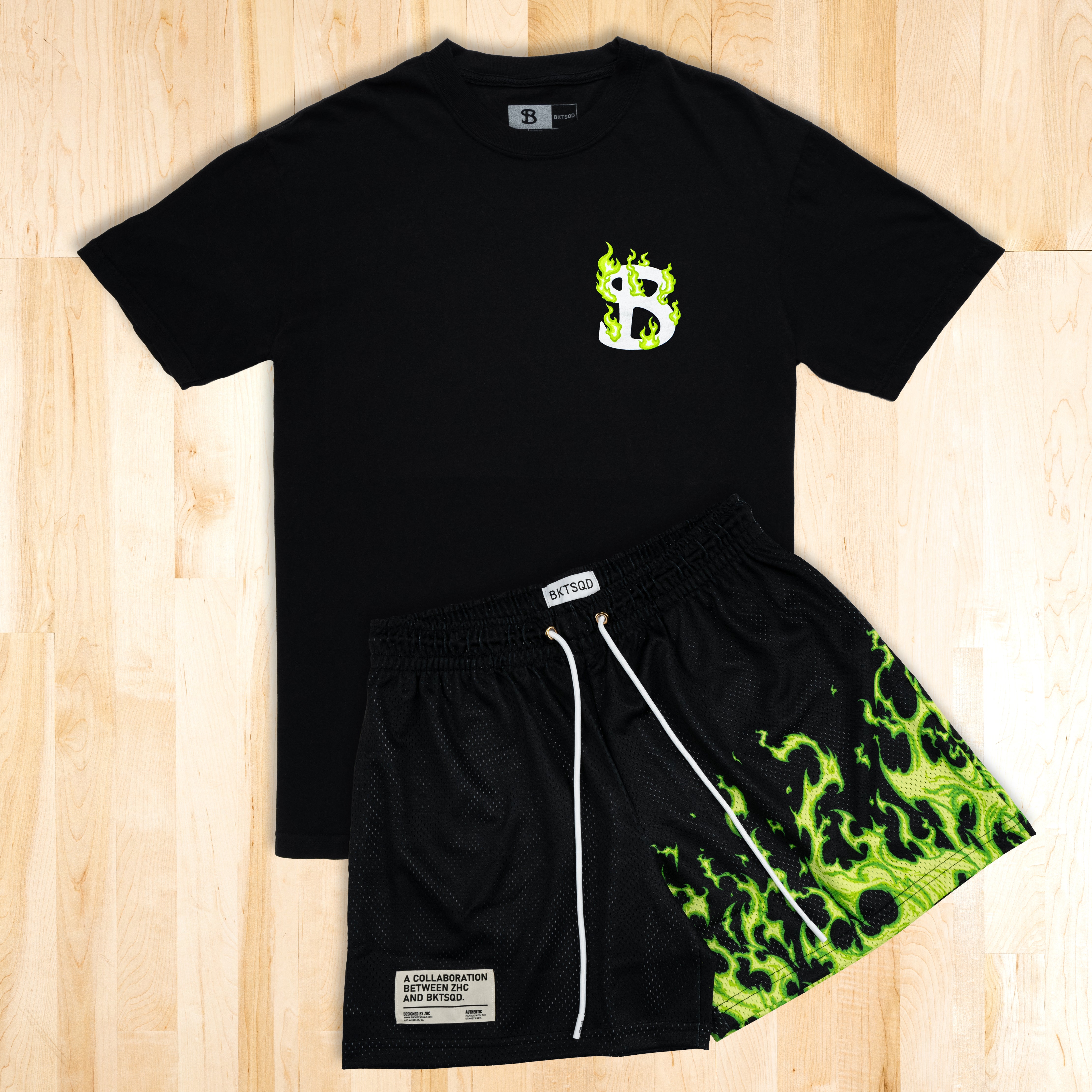 ZHC x BKTSQD SHORTS - GREEN FLAME