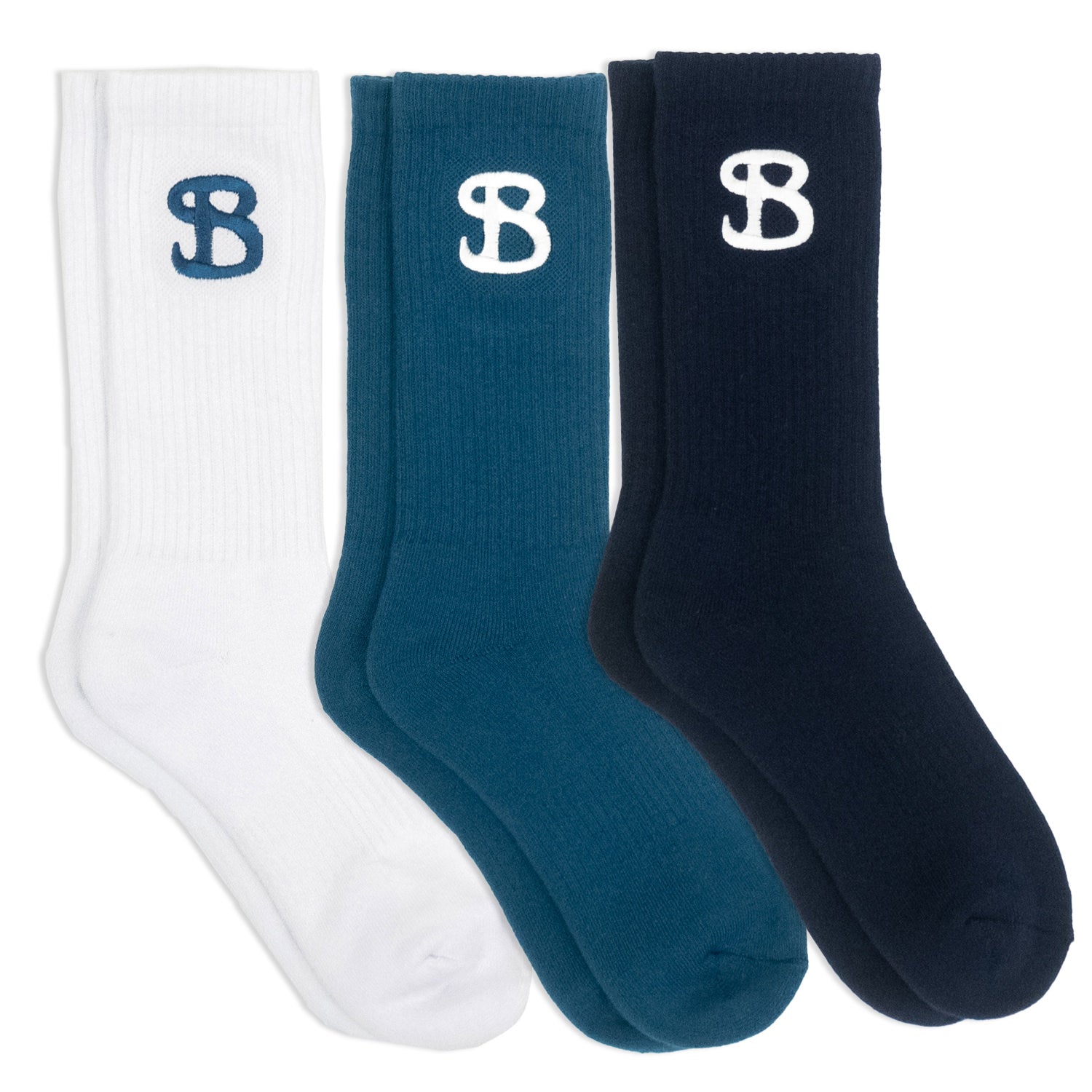 SOCKS 3 PACK / NAVY, OCEAN, WHITE