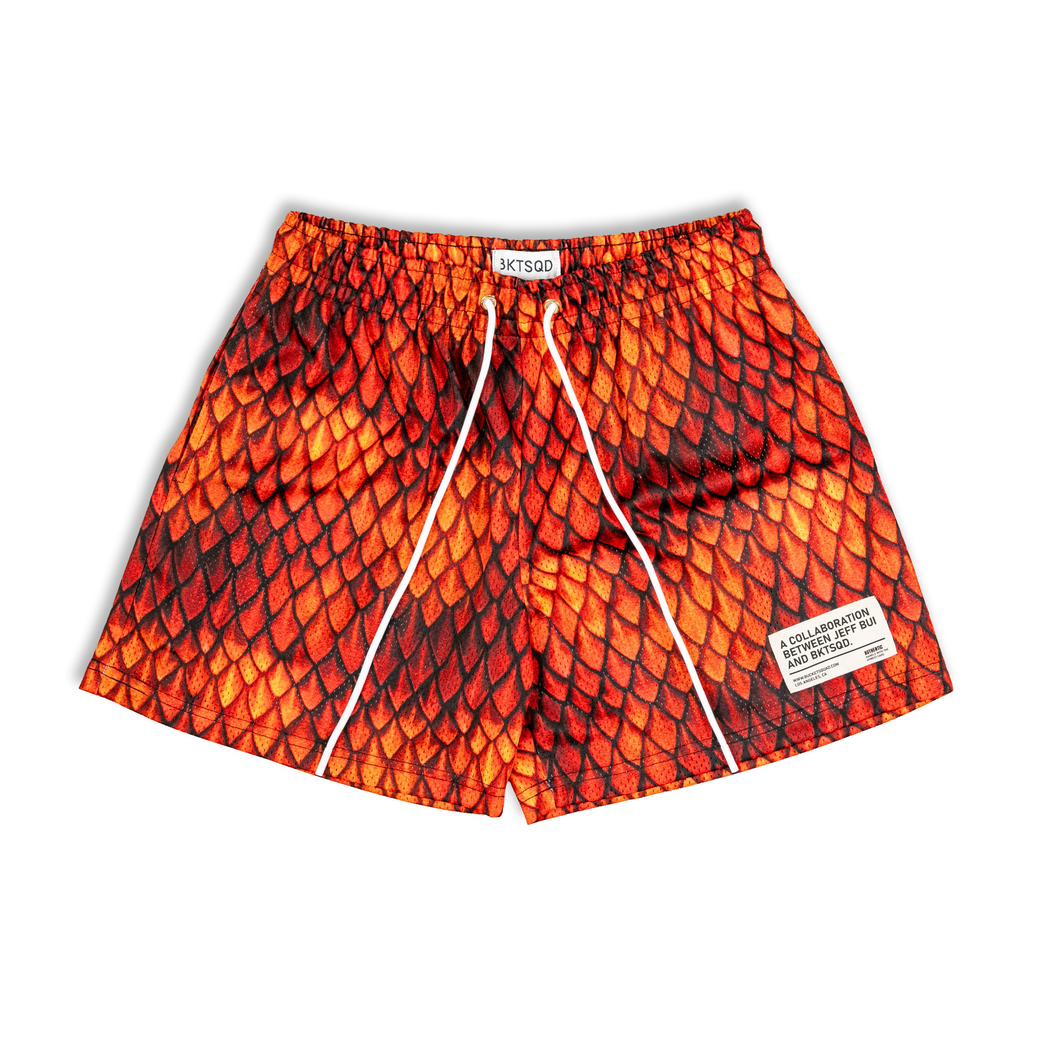 JEFF BUI x BKTSQD DRAGON SCALE SHORTS - FIRE DRAGON