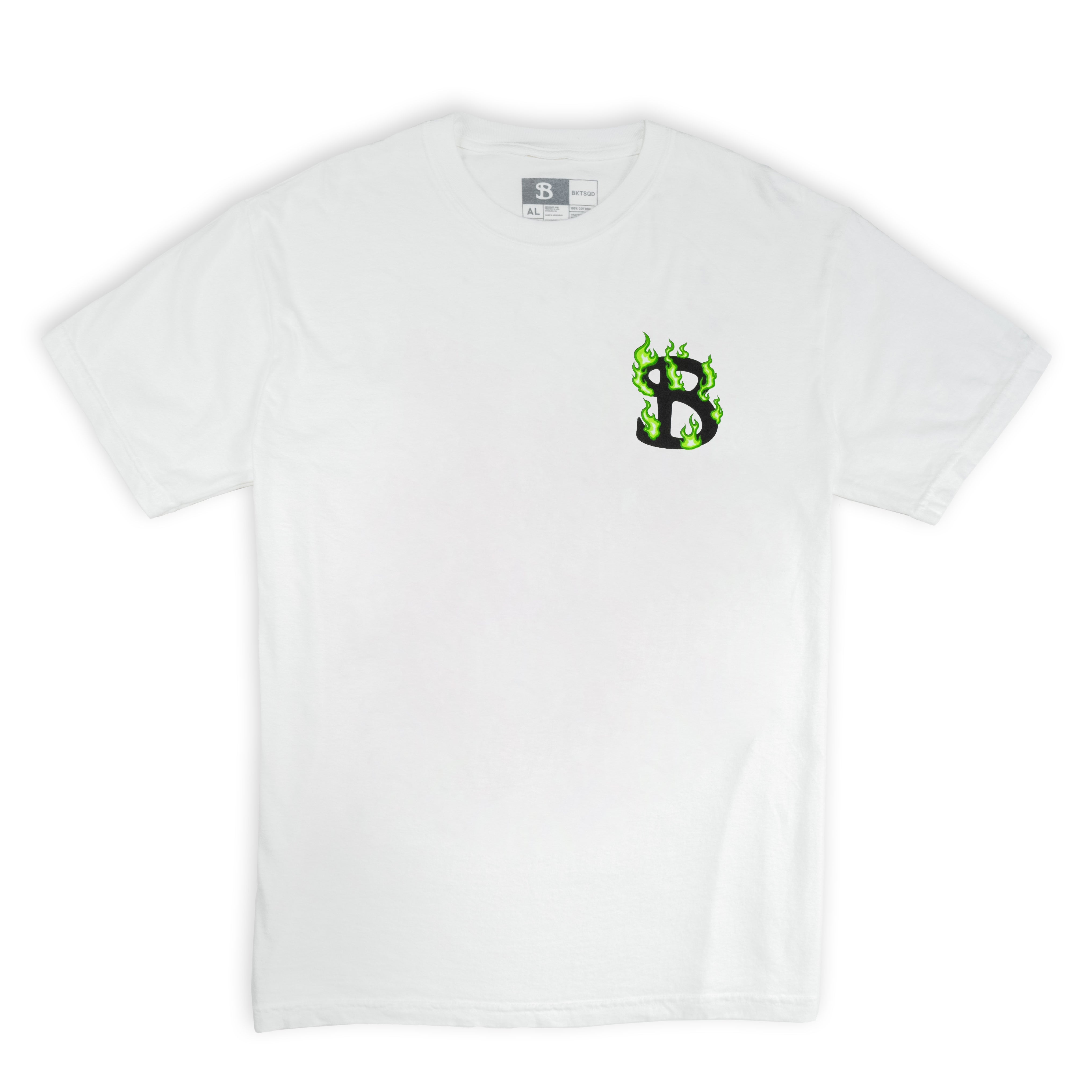 ZHC x BKTSQD WHITE TEE - GREEN FLAME