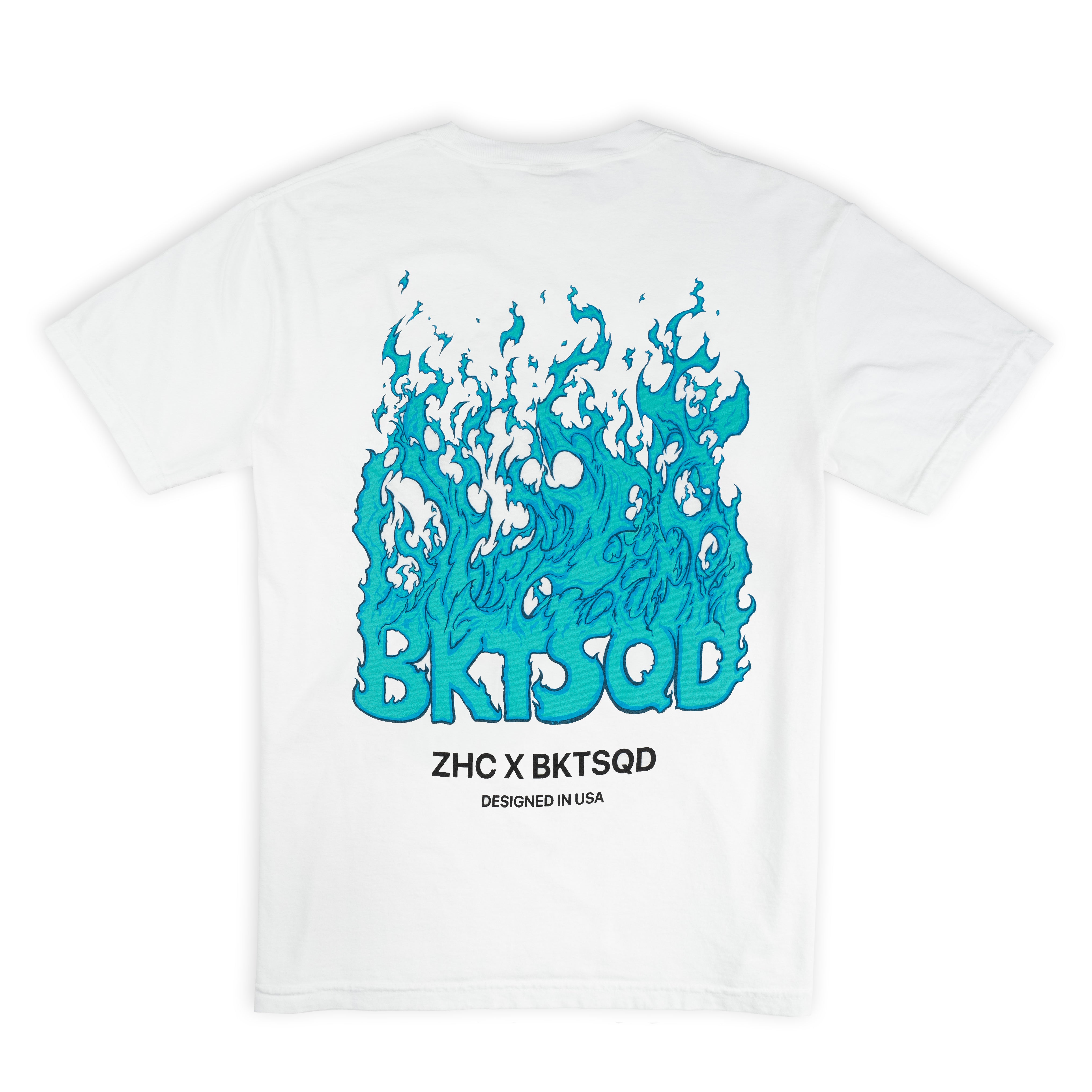 ZHC x BKTSQD WHITE TEE - BLUE FLAME