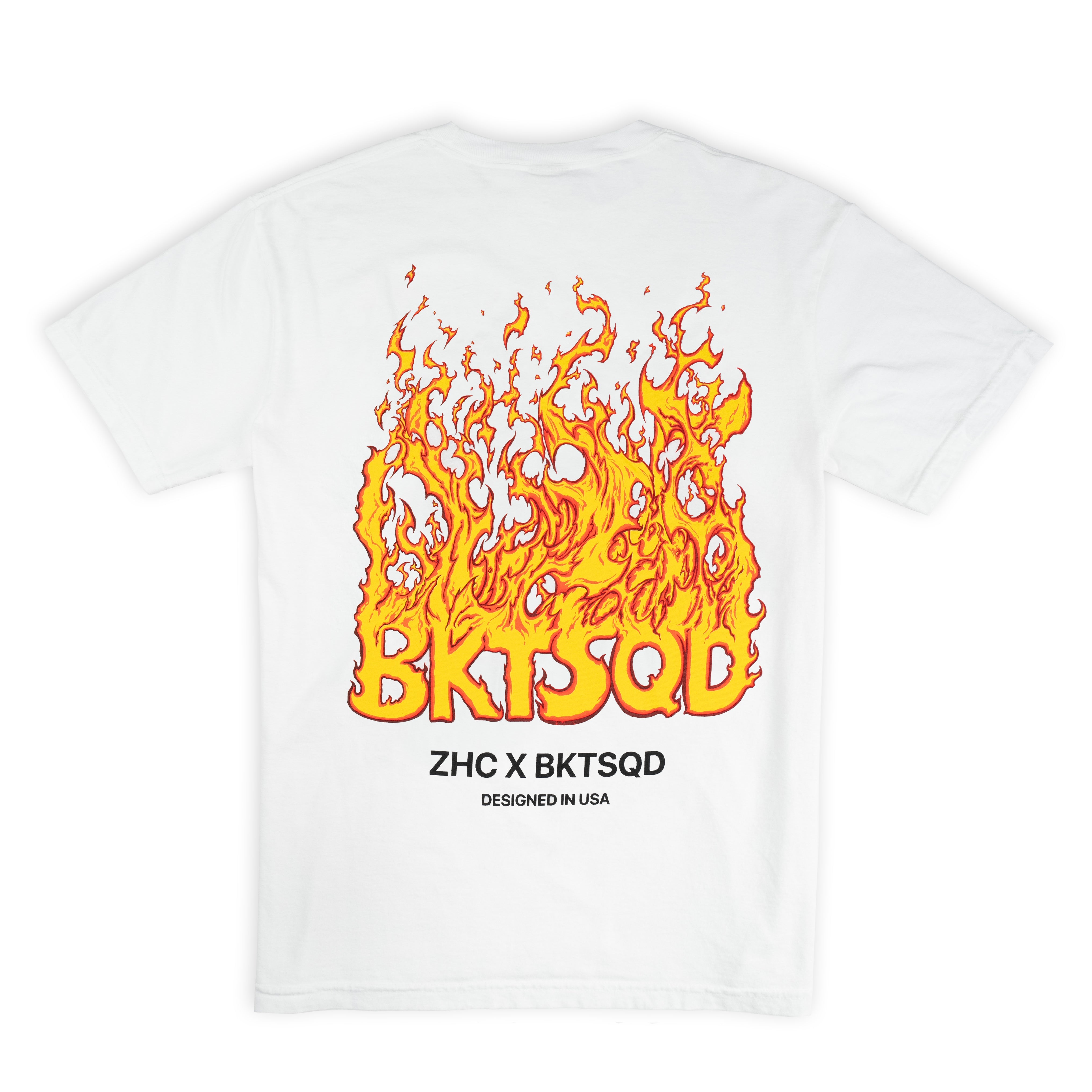 ZHC x BKTSQD WHITE TEE - CLASSIC FLAME