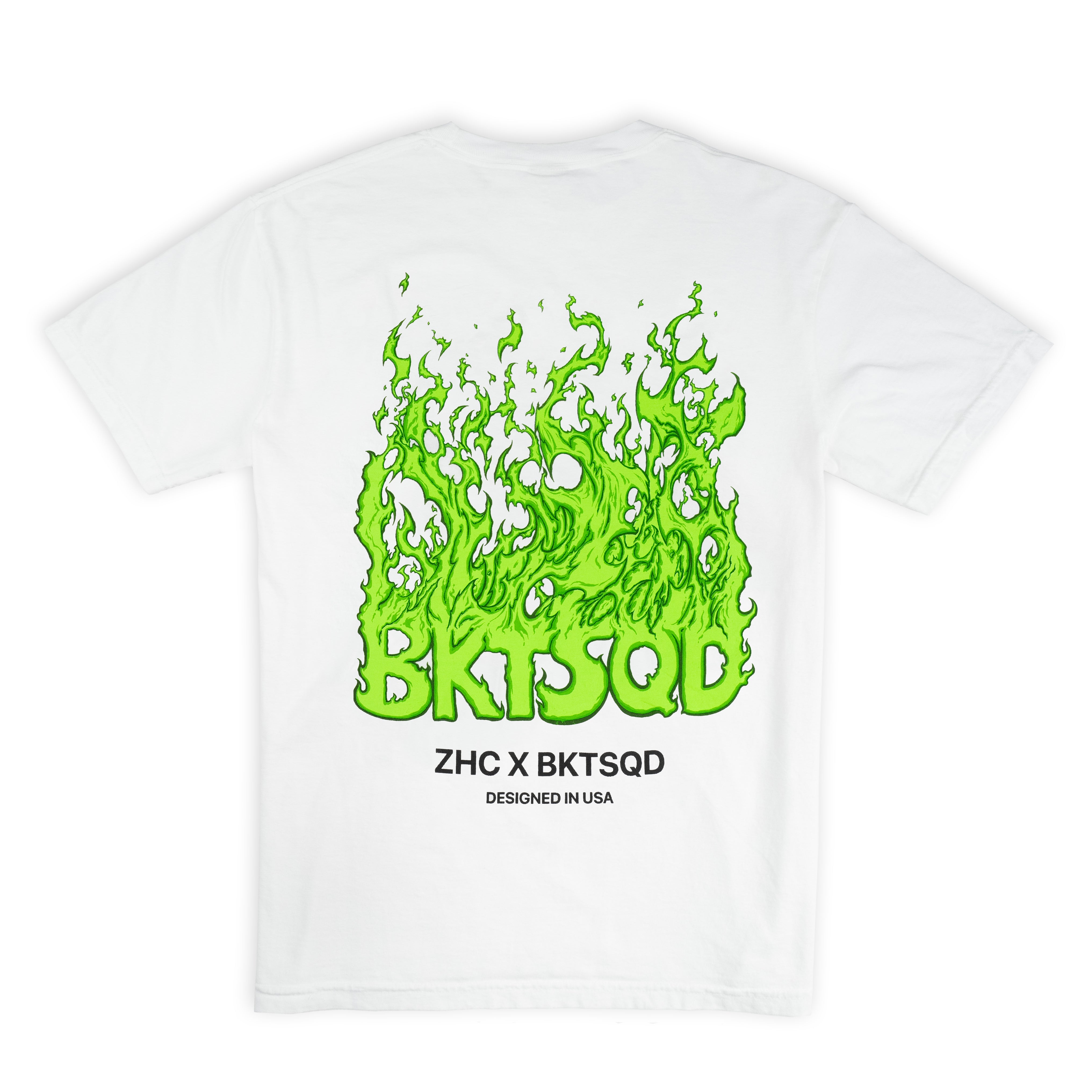 ZHC x BKTSQD WHITE TEE - GREEN FLAME