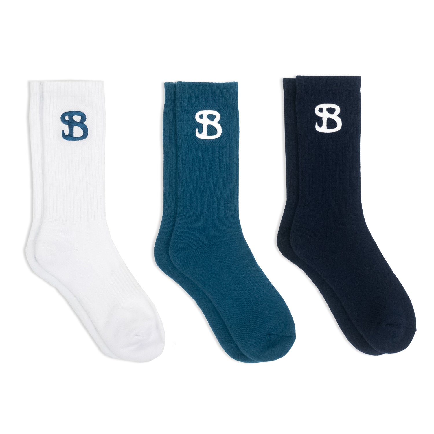 SOCKS 3 PACK / NAVY, OCEAN, WHITE