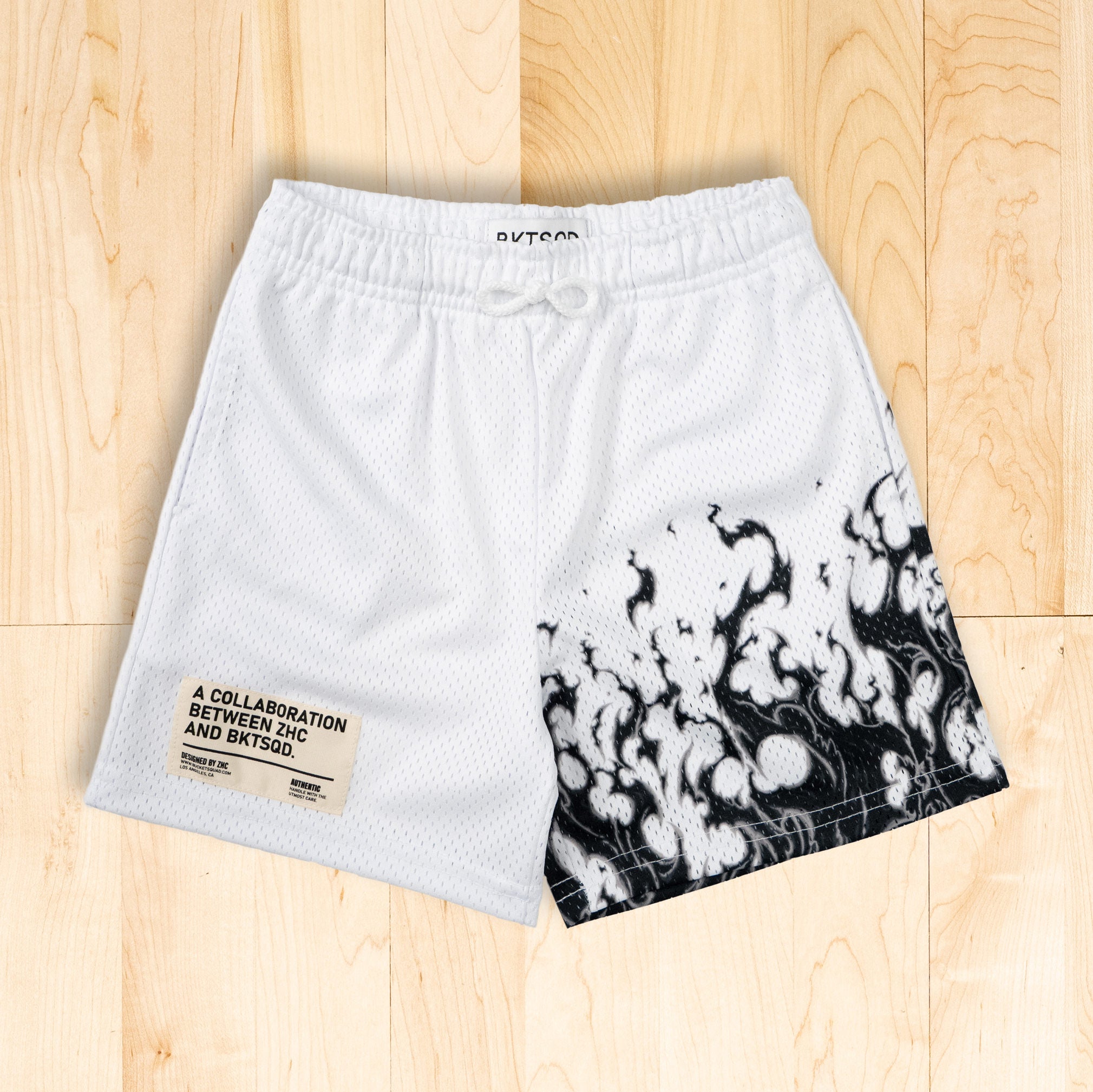 ZHC x BKTSQD YOUTH SHORTS - BLACK FLAME