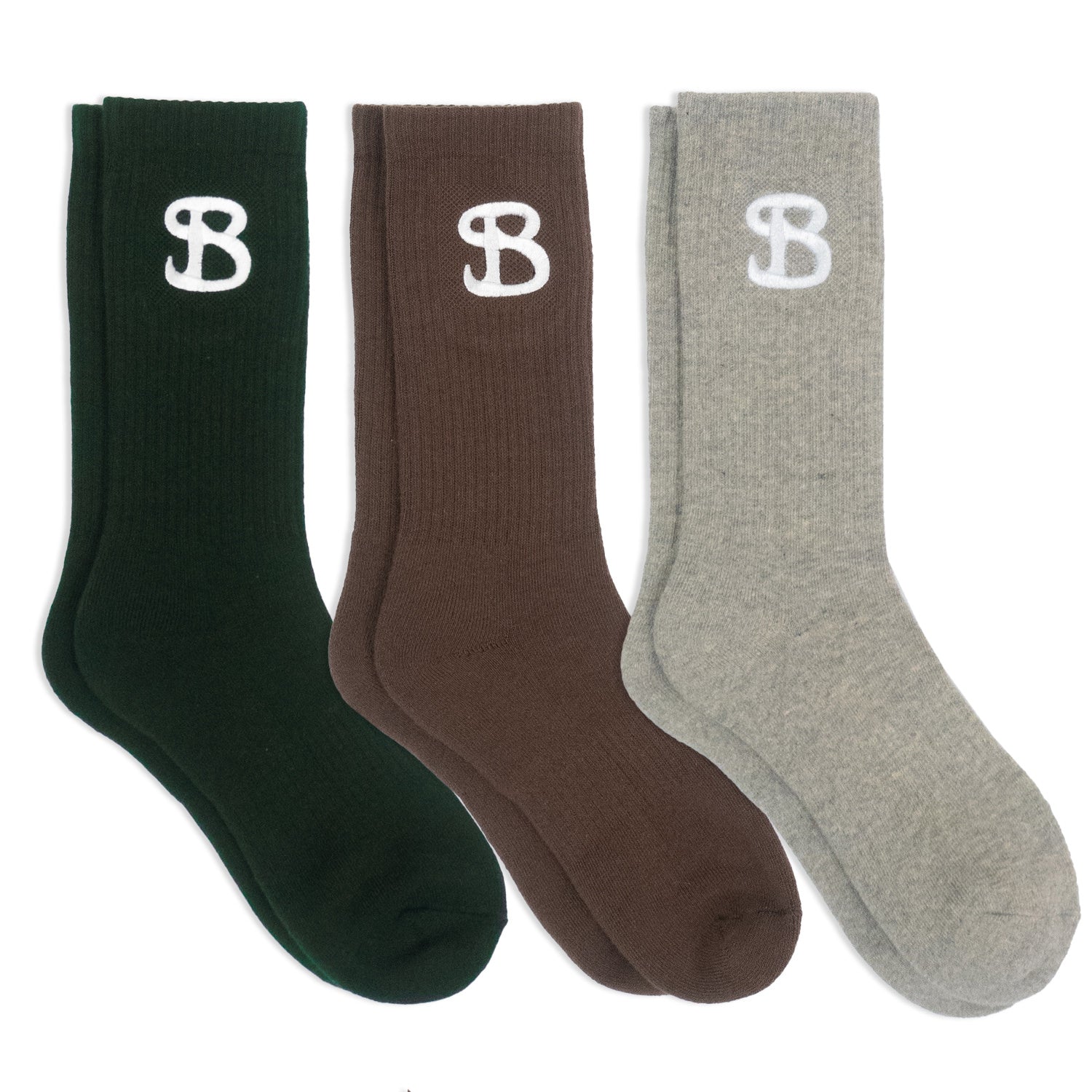 SOCKS 3 PACK / BROWN GREY GREEN