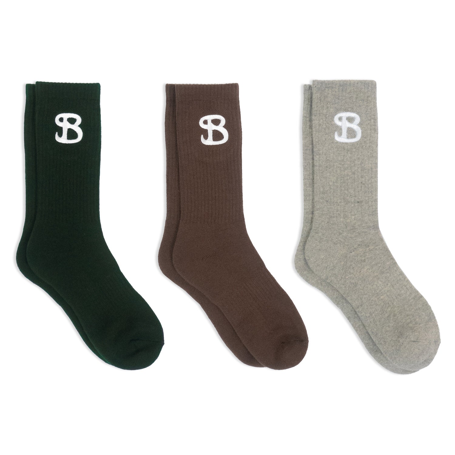 SOCKS 3 PACK / BROWN GREY GREEN