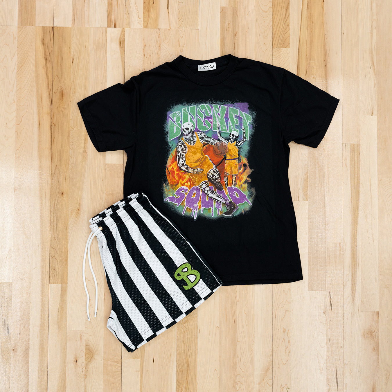 HALLOWEEN SKELE-BALLERS TEE - BLACK