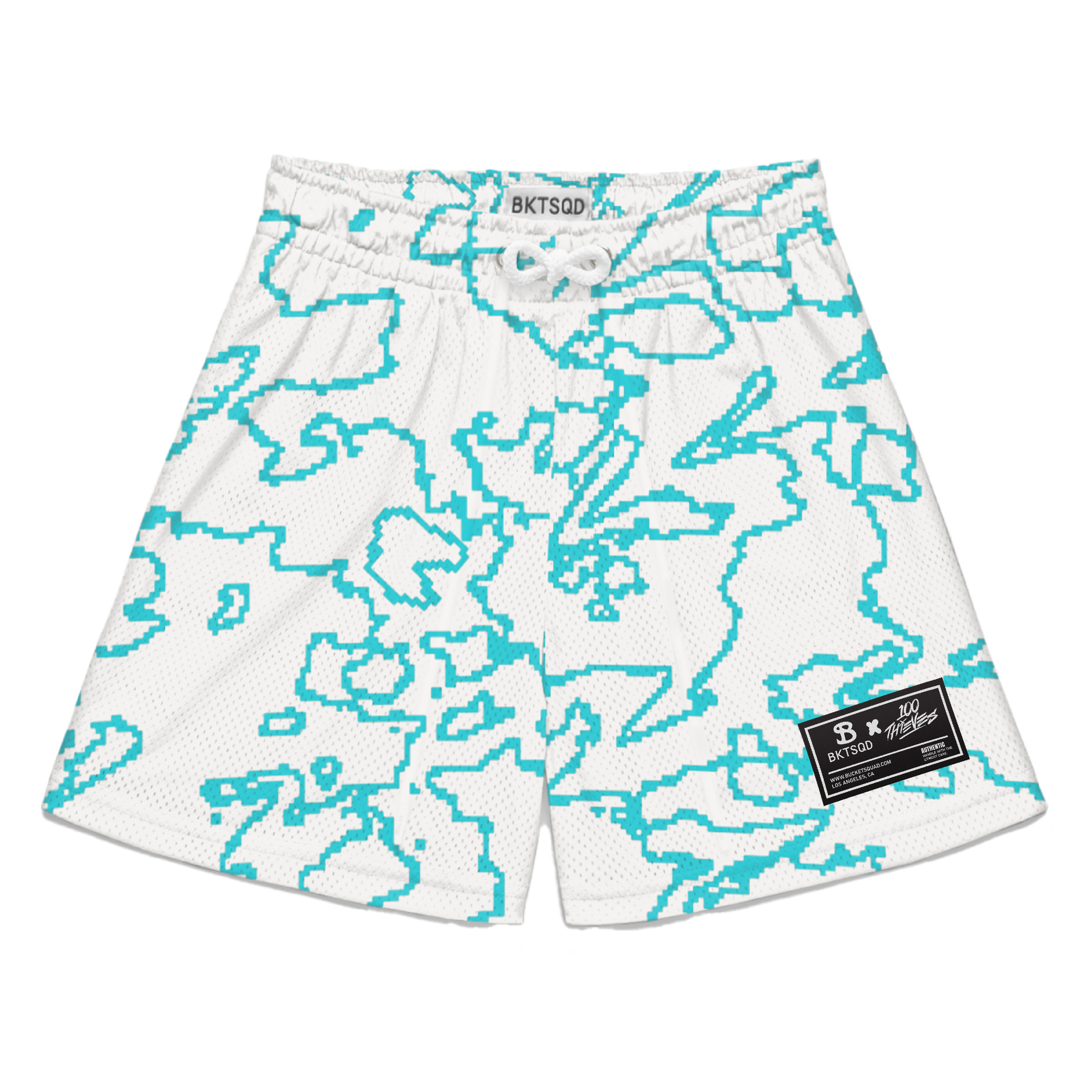 100 THIEVES TEAL GEO YOUTH SHORTS