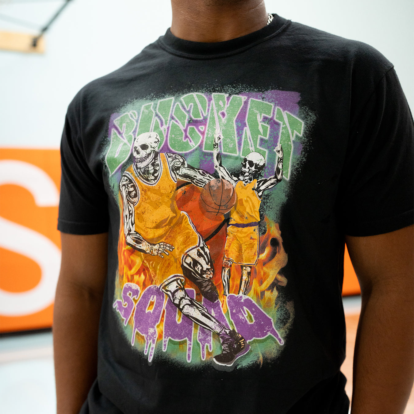 HALLOWEEN SKELE-BALLERS TEE - BLACK