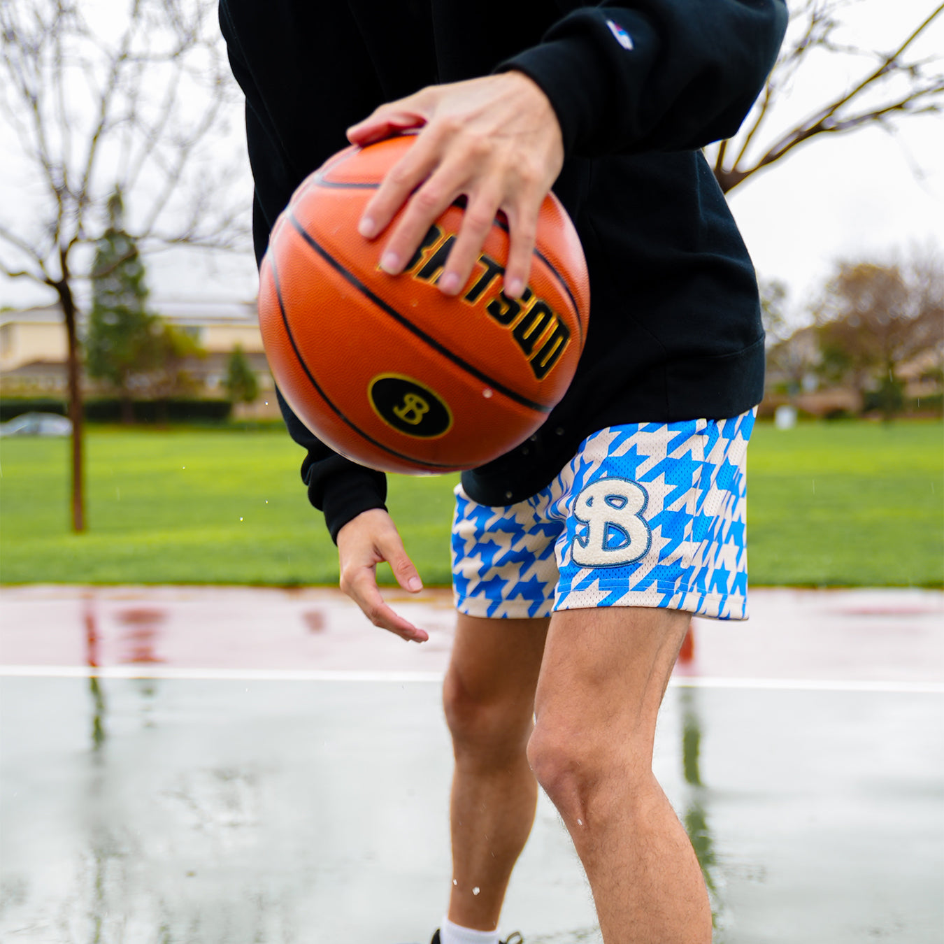 HOUNDSTOOTH SHORTS - COTTON BLUE