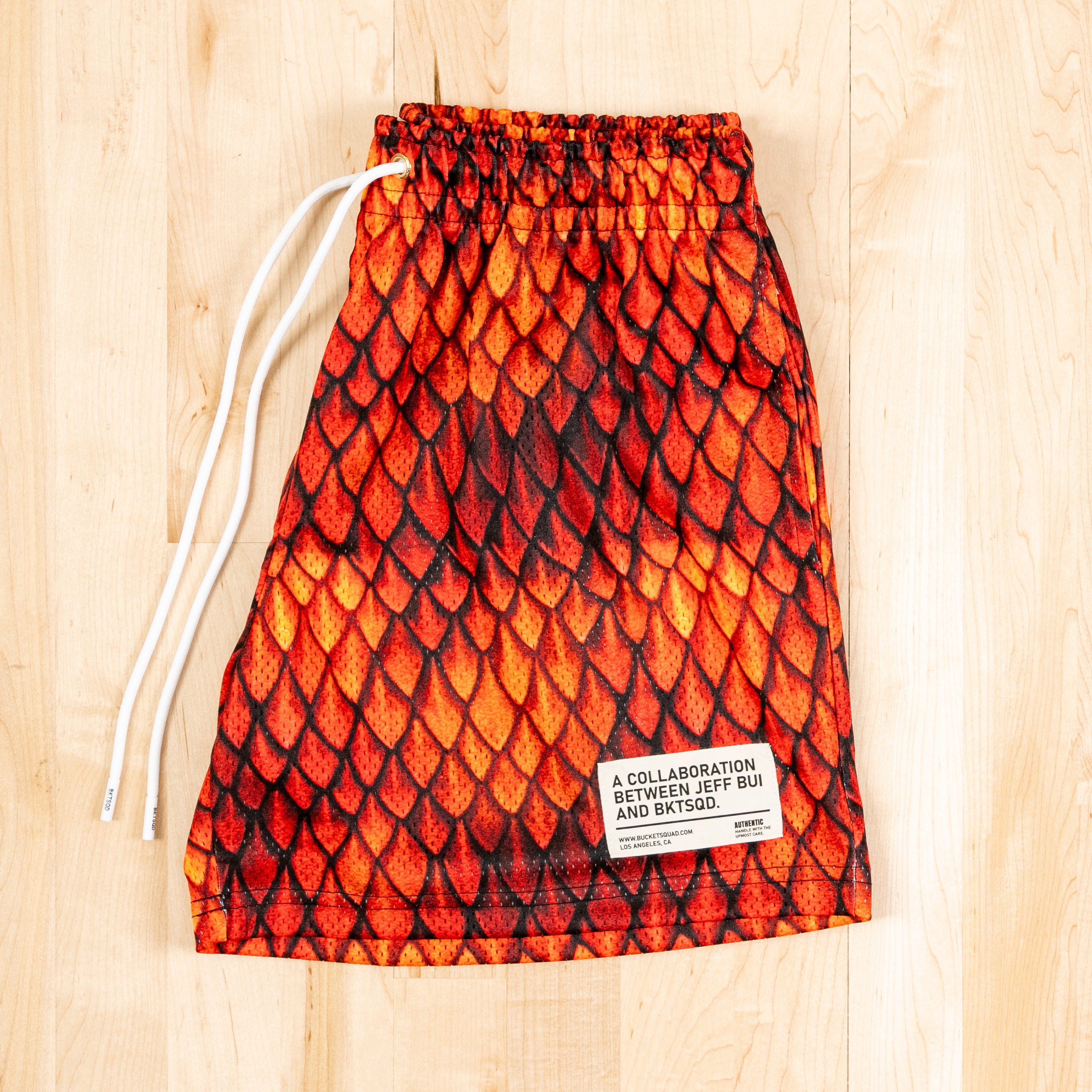 JEFF BUI x BKTSQD DRAGON SCALE SHORTS - FIRE DRAGON