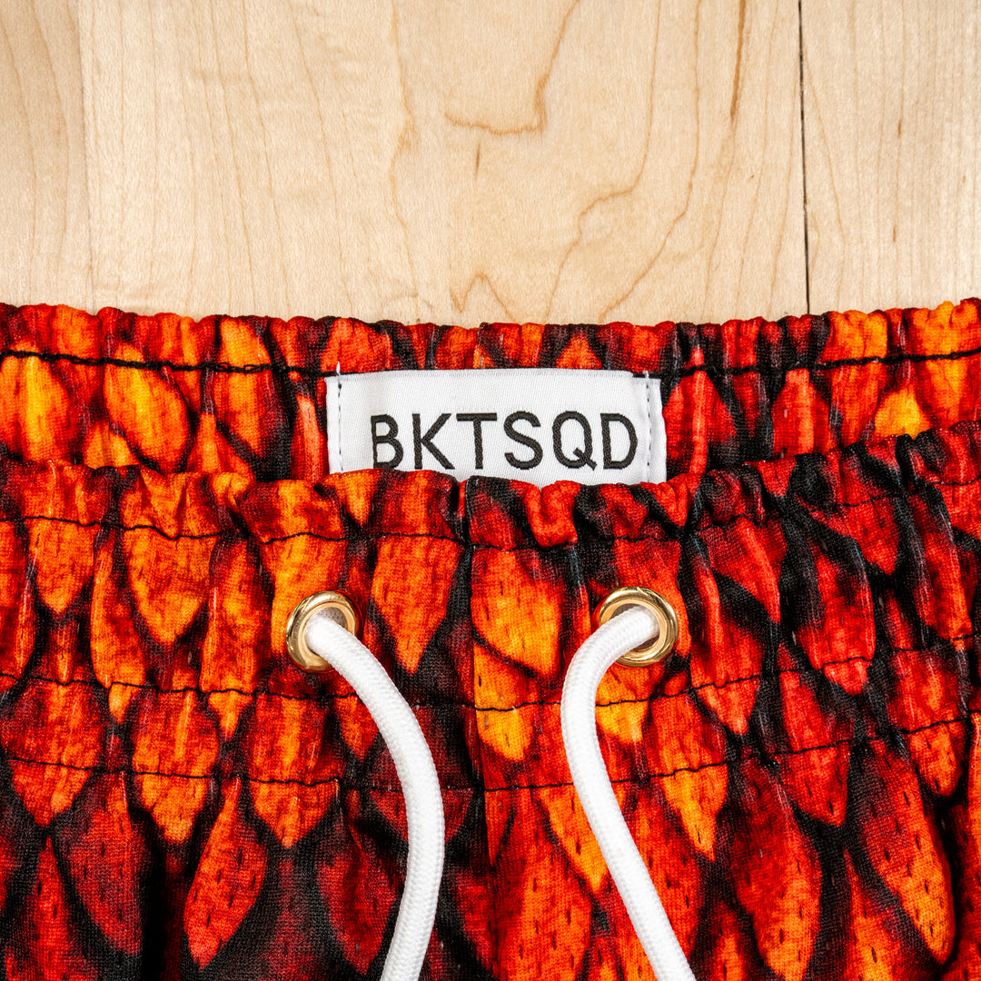 JEFF BUI x BKTSQD DRAGON SCALE SHORTS FIRE DRAGON BUCKETSQUAD