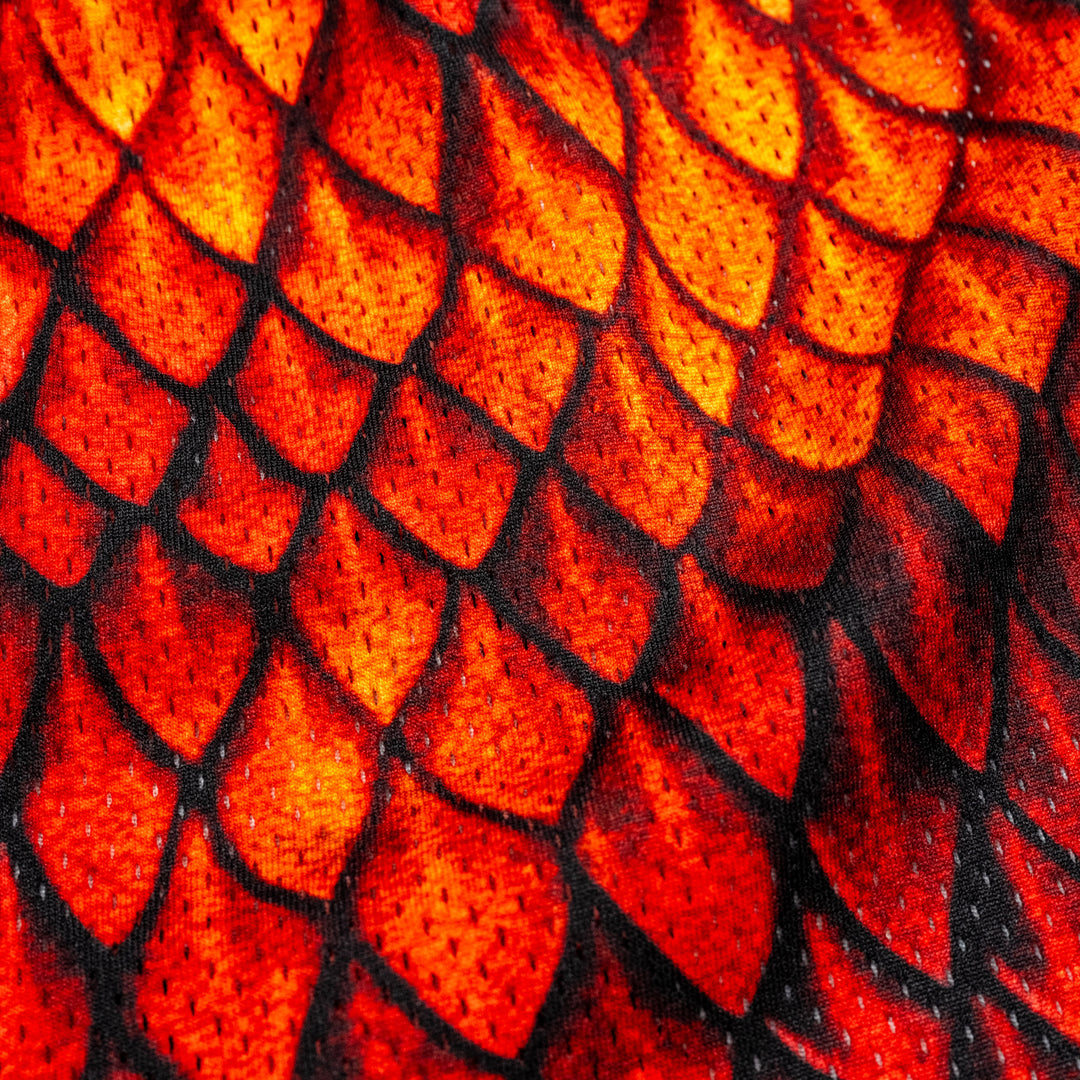 JEFF BUI x BKTSQD DRAGON SCALE SHORTS FIRE DRAGON BUCKETSQUAD