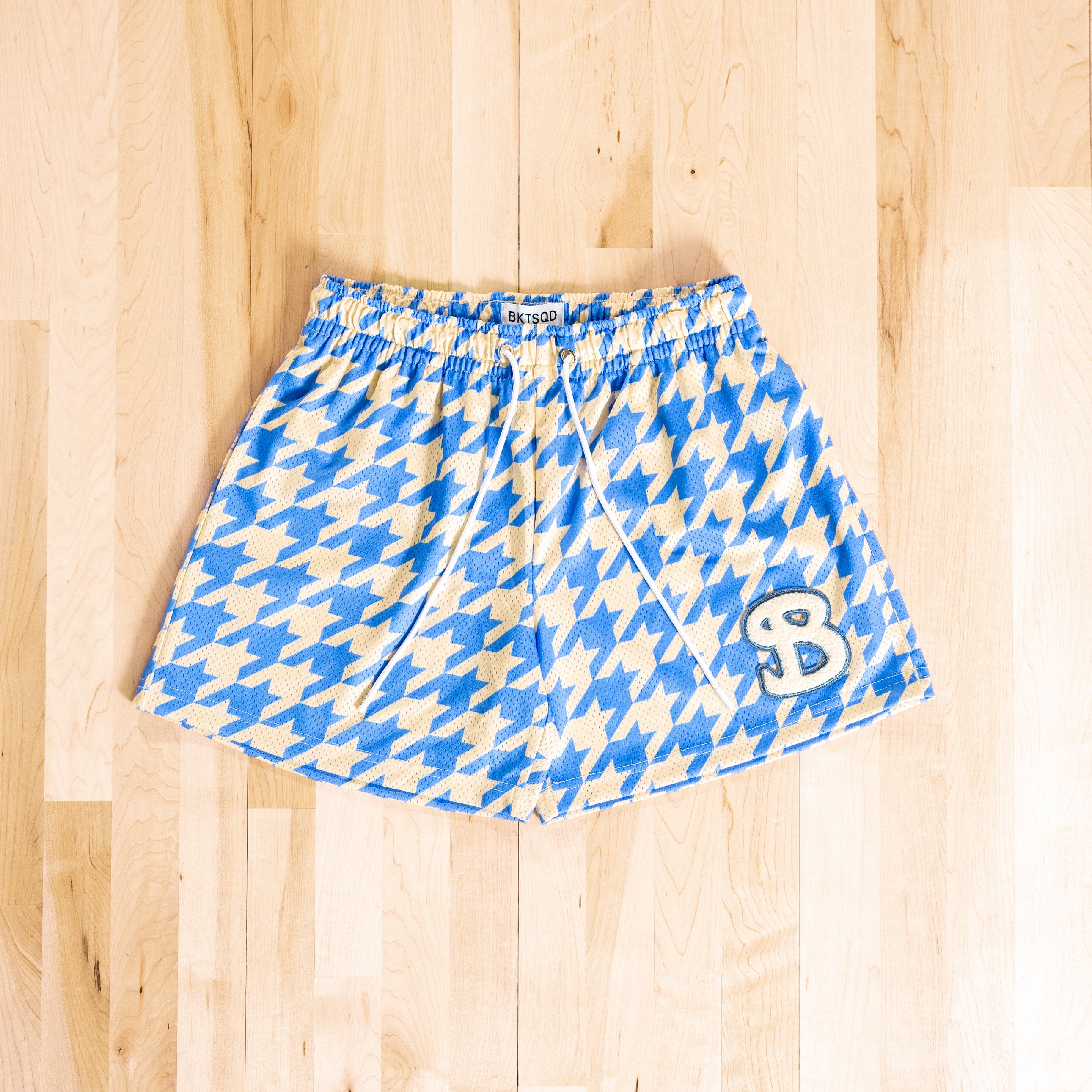 HOUNDSTOOTH ADULT SHORTS - COTTON BLUE