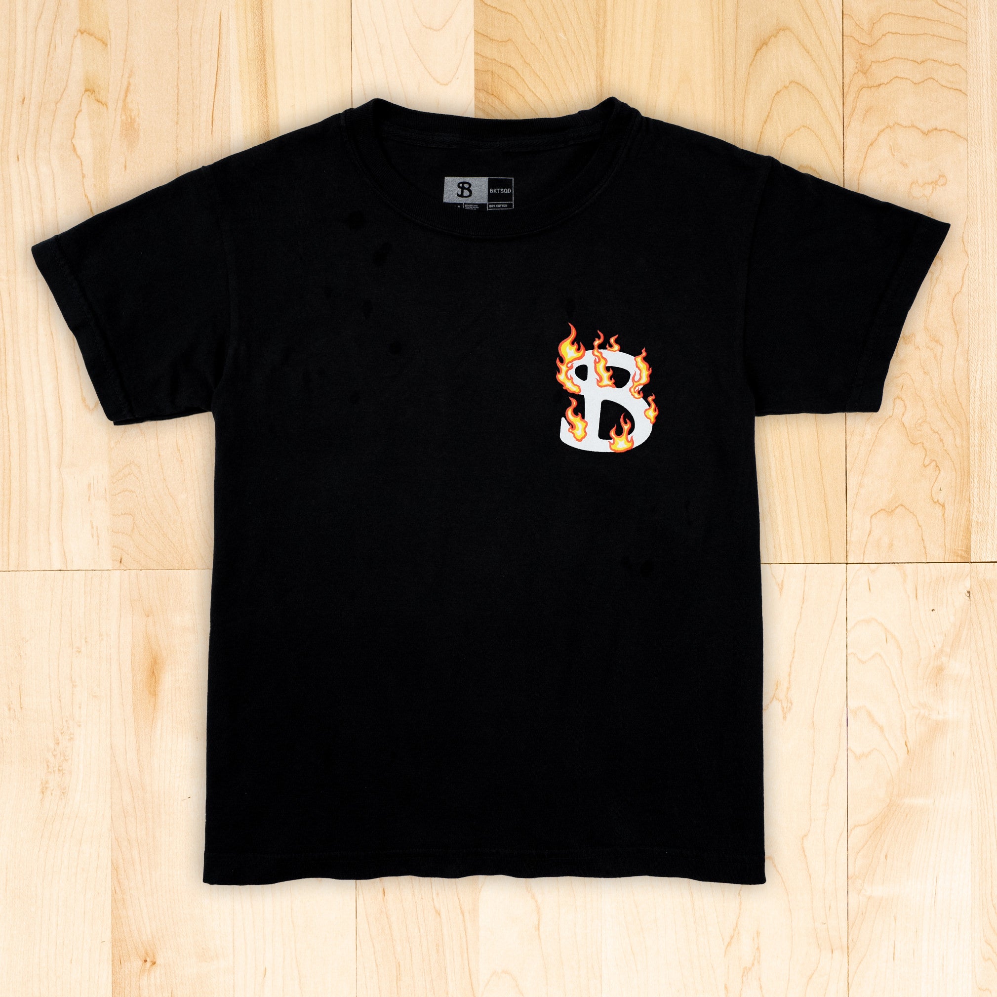 ZHC x BKTSQD YOUTH BLACK TEE- CLASSIC FLAME