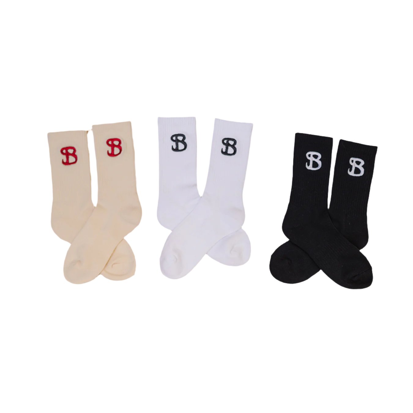 SOCKS 3 PACK / WHITE CREAM BLACK