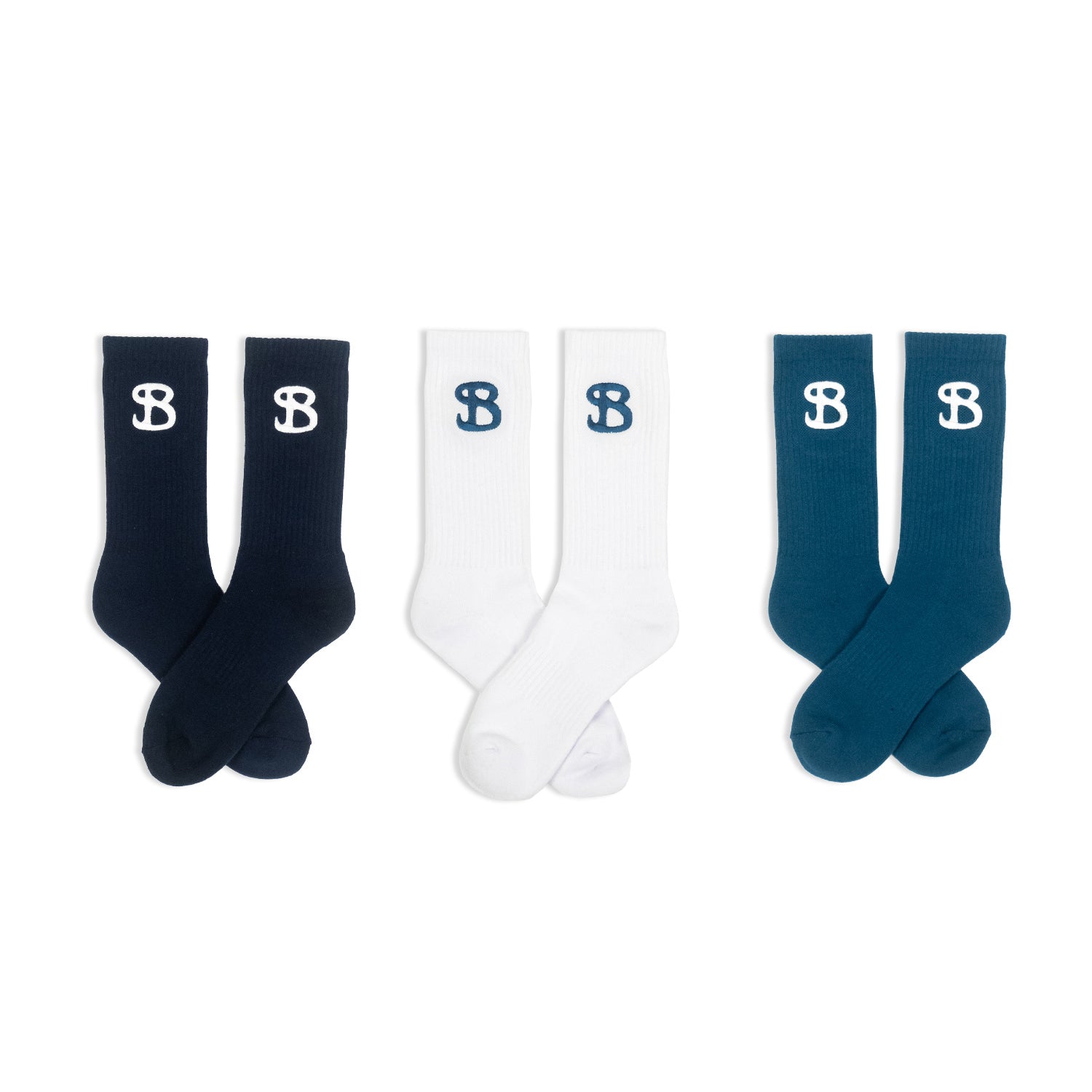 SOCKS 3 PACK / NAVY, OCEAN, WHITE