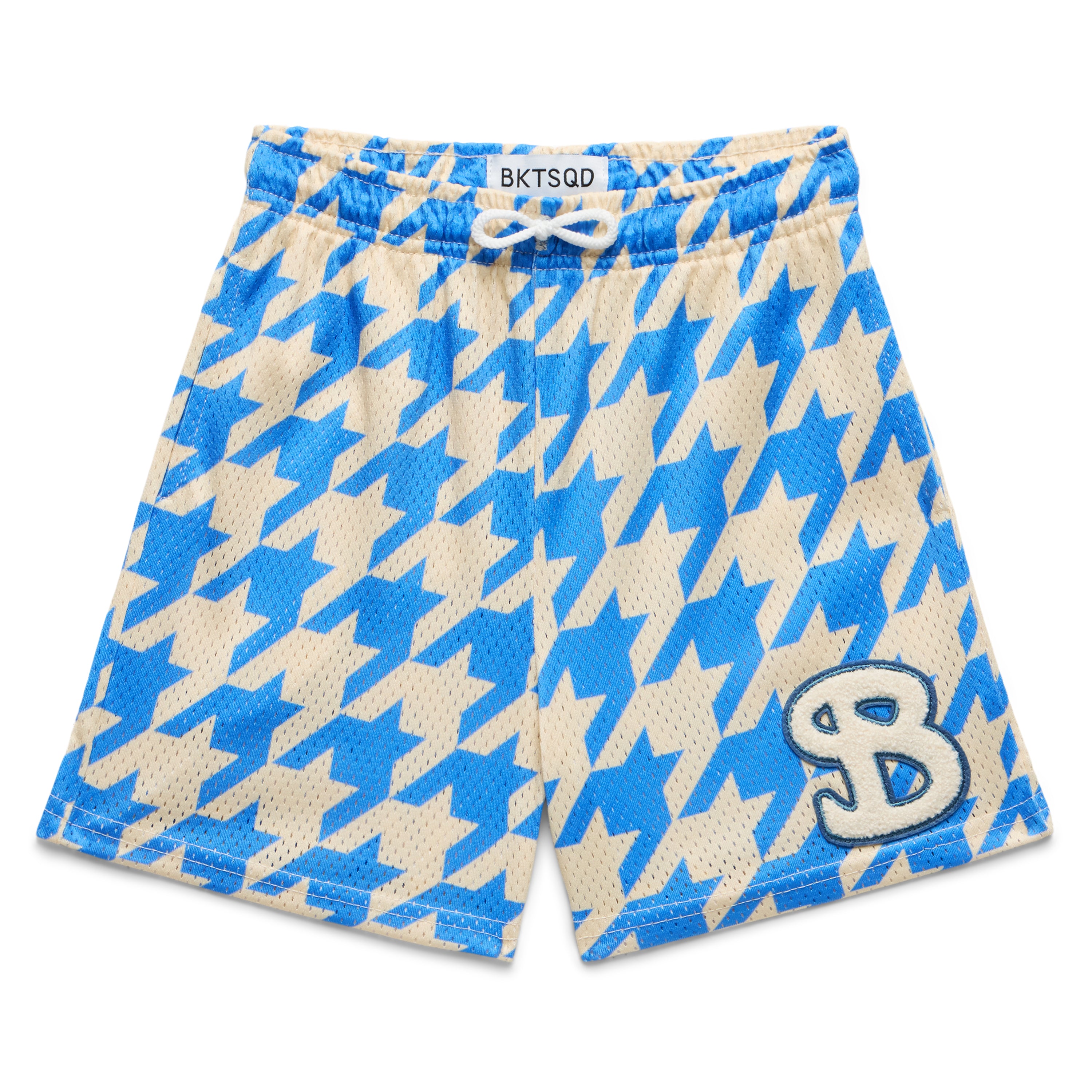 HOUNDSTOOTH YOUTH SHORTS - COTTON BLUE